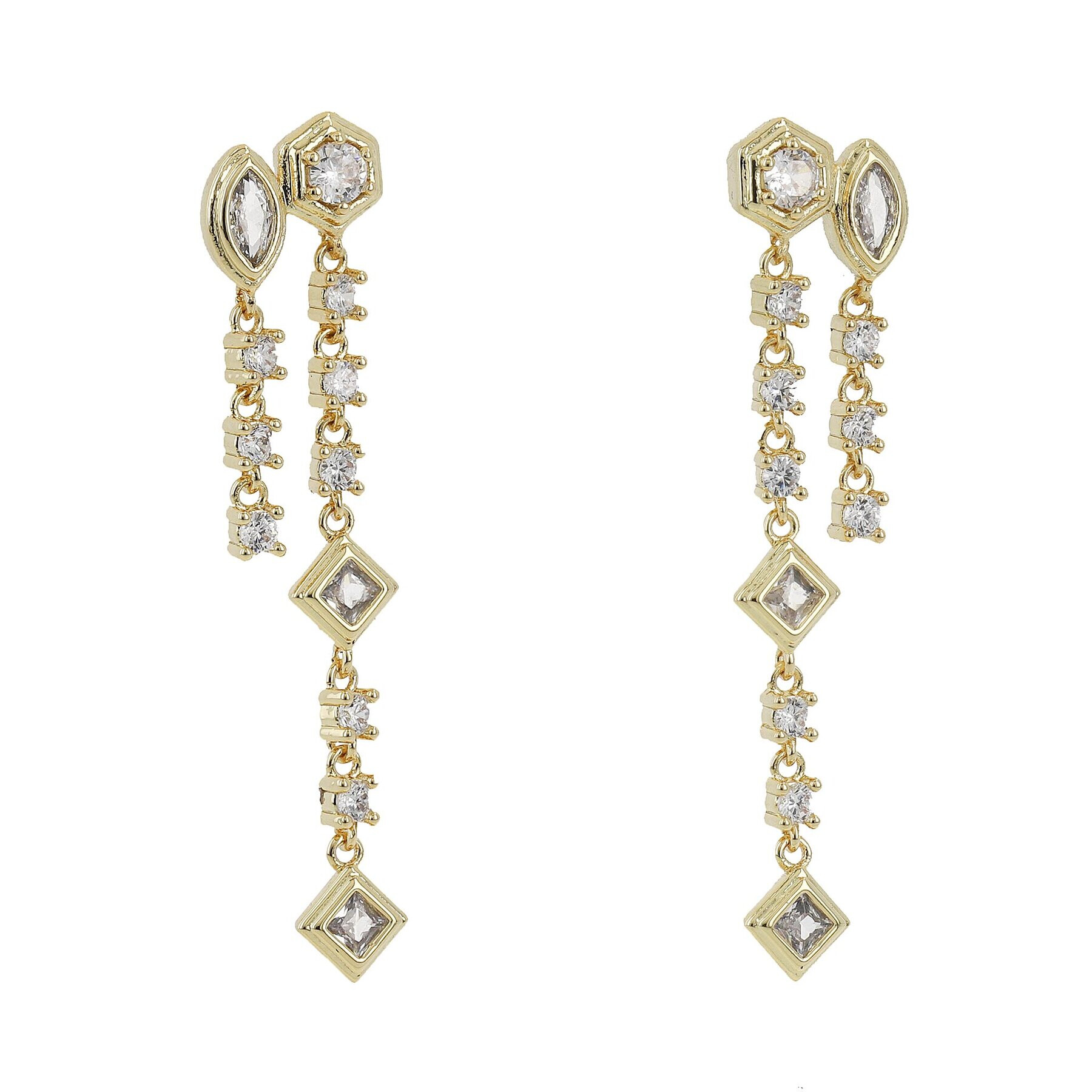 Luv AJ Обици Stellar Bezel Double Studs HOL22-E-SBDS-G Златист - Pepit.bg