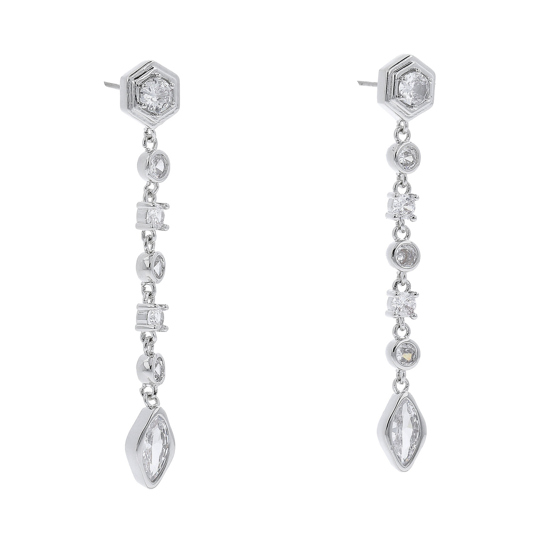 Luv AJ Обици Stellar Bezel Drop Studs HOL22-E-SBDRS-S Сребрист - Pepit.bg