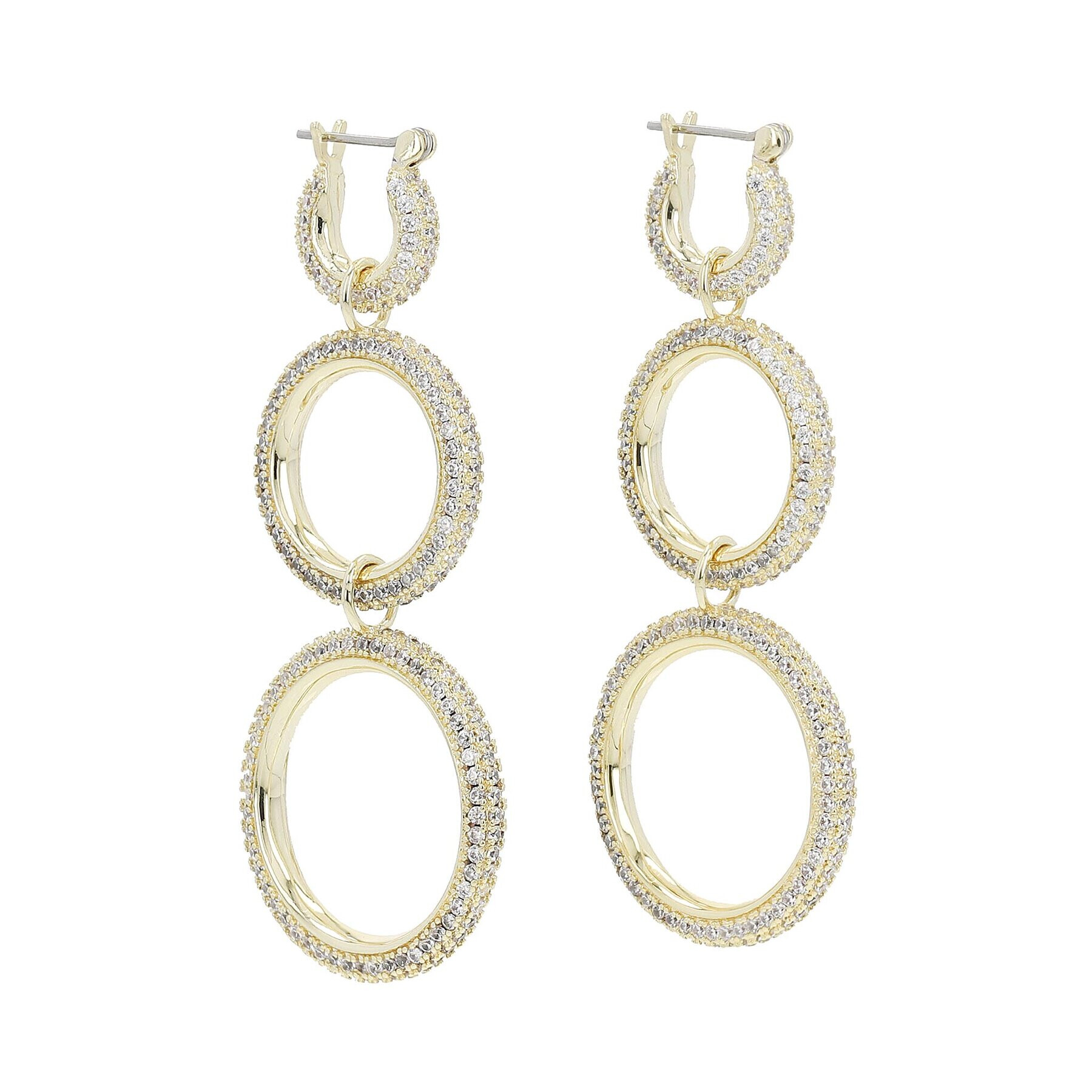 Luv AJ Обици Triple Pave Hoops HOL22-E-TPH-G Златист - Pepit.bg