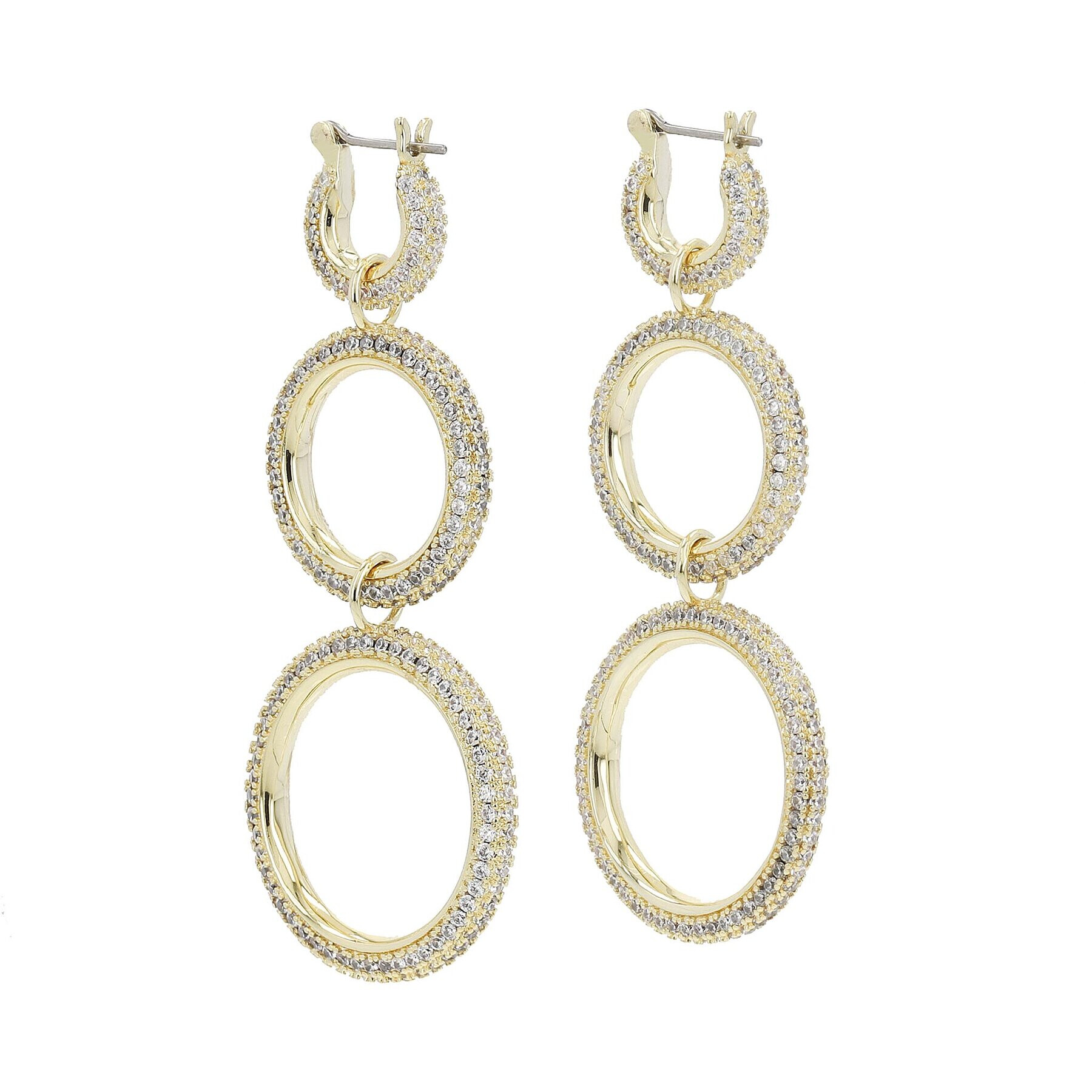 Luv AJ Обици Triple Pave Hoops HOL22-E-TPH-G Златист - Pepit.bg