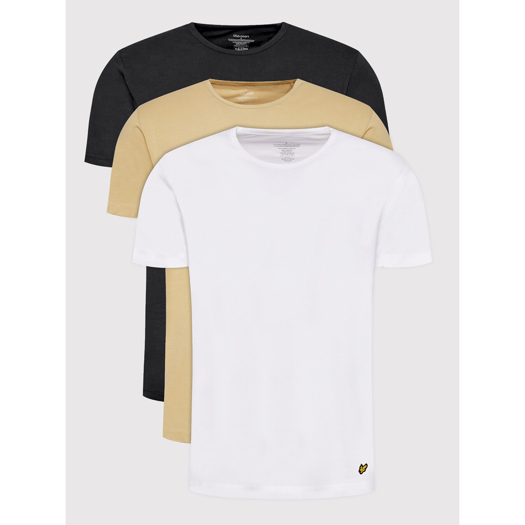 Lyle & Scott Комплект 3 тишърти Maxwell LS3PKT900 Бял Regular Fit - Pepit.bg