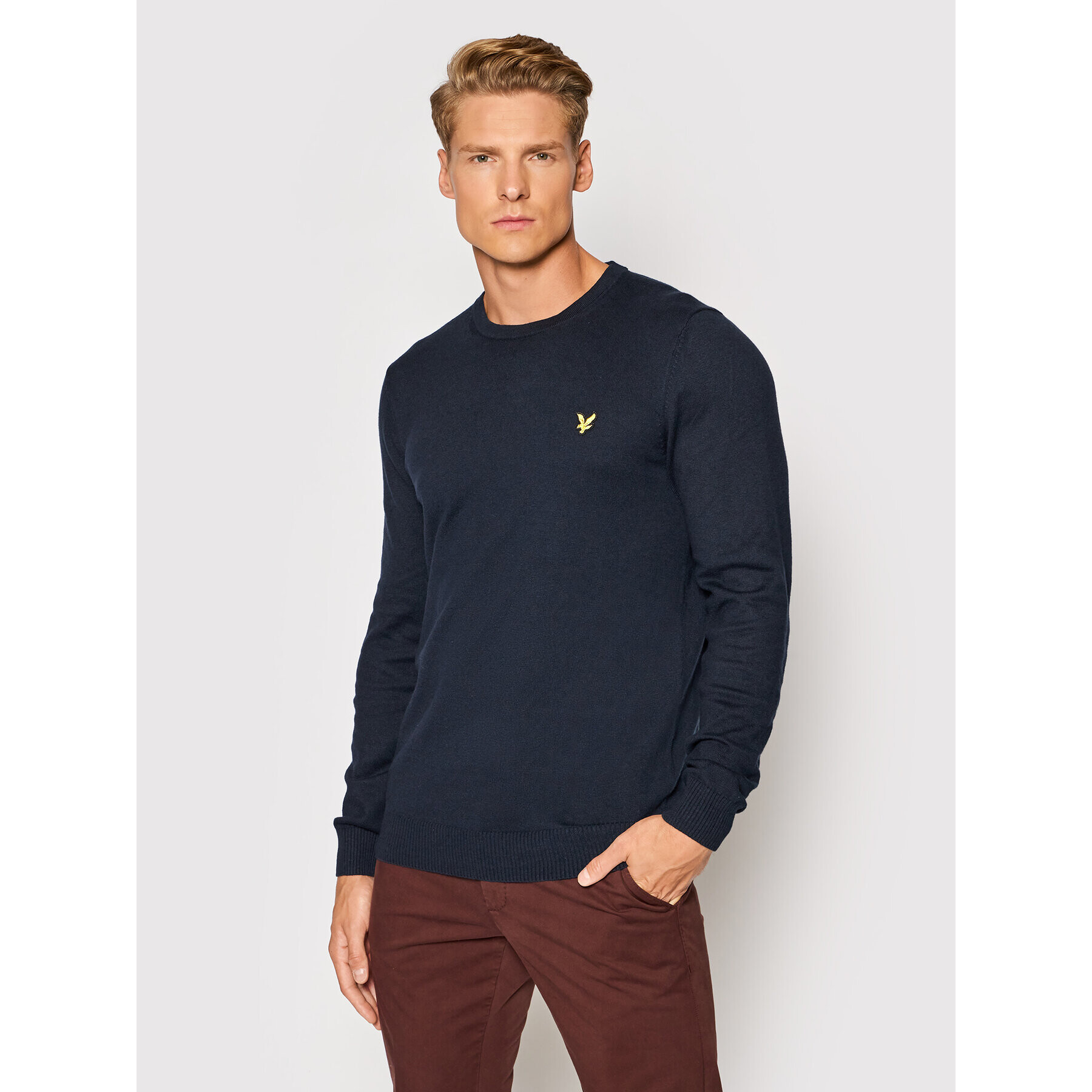 Lyle & Scott Пуловер Crew KN400VC Тъмносин Regular Fit - Pepit.bg