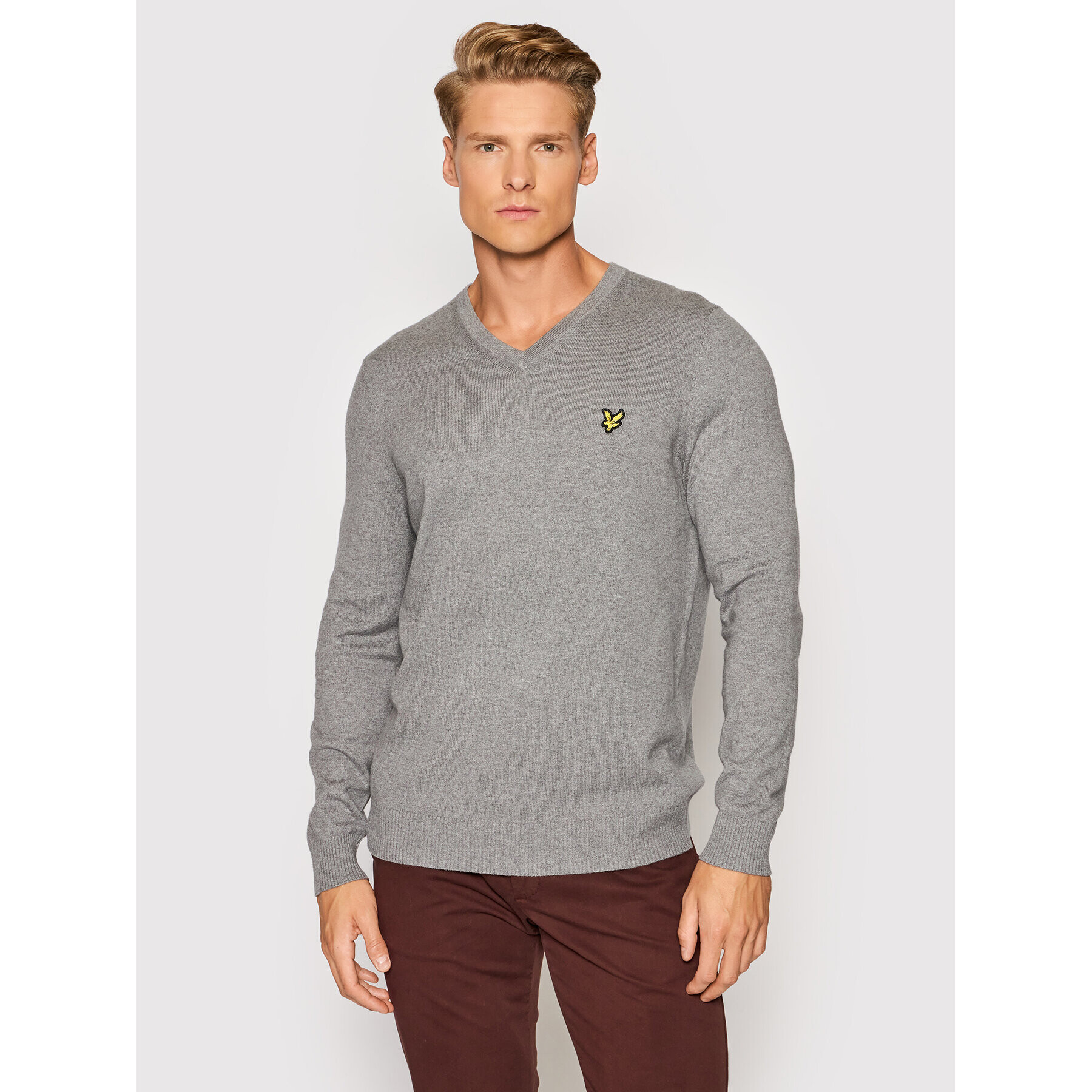Lyle & Scott Пуловер KN401VC Сив Slim Fit - Pepit.bg