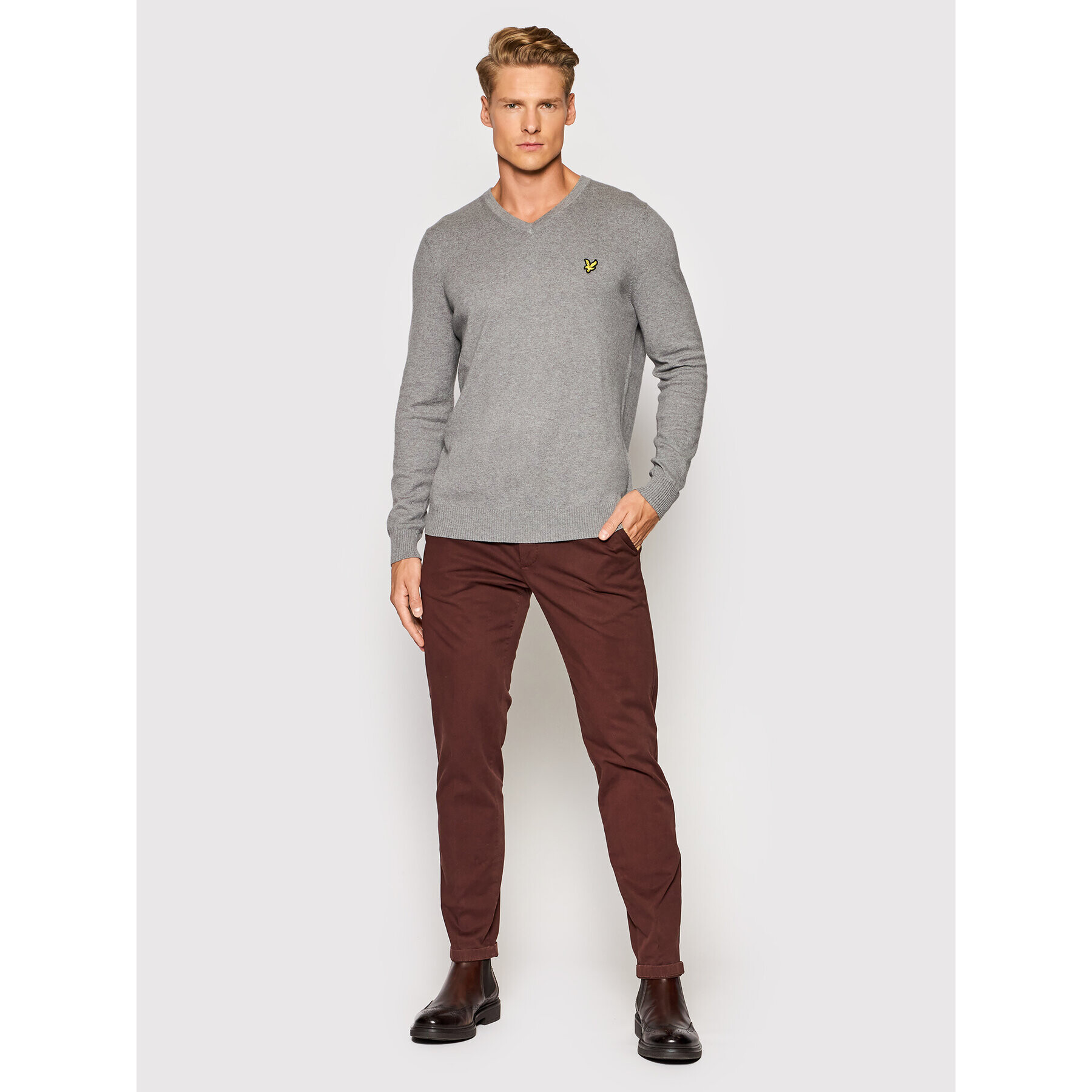 Lyle & Scott Пуловер KN401VC Сив Slim Fit - Pepit.bg