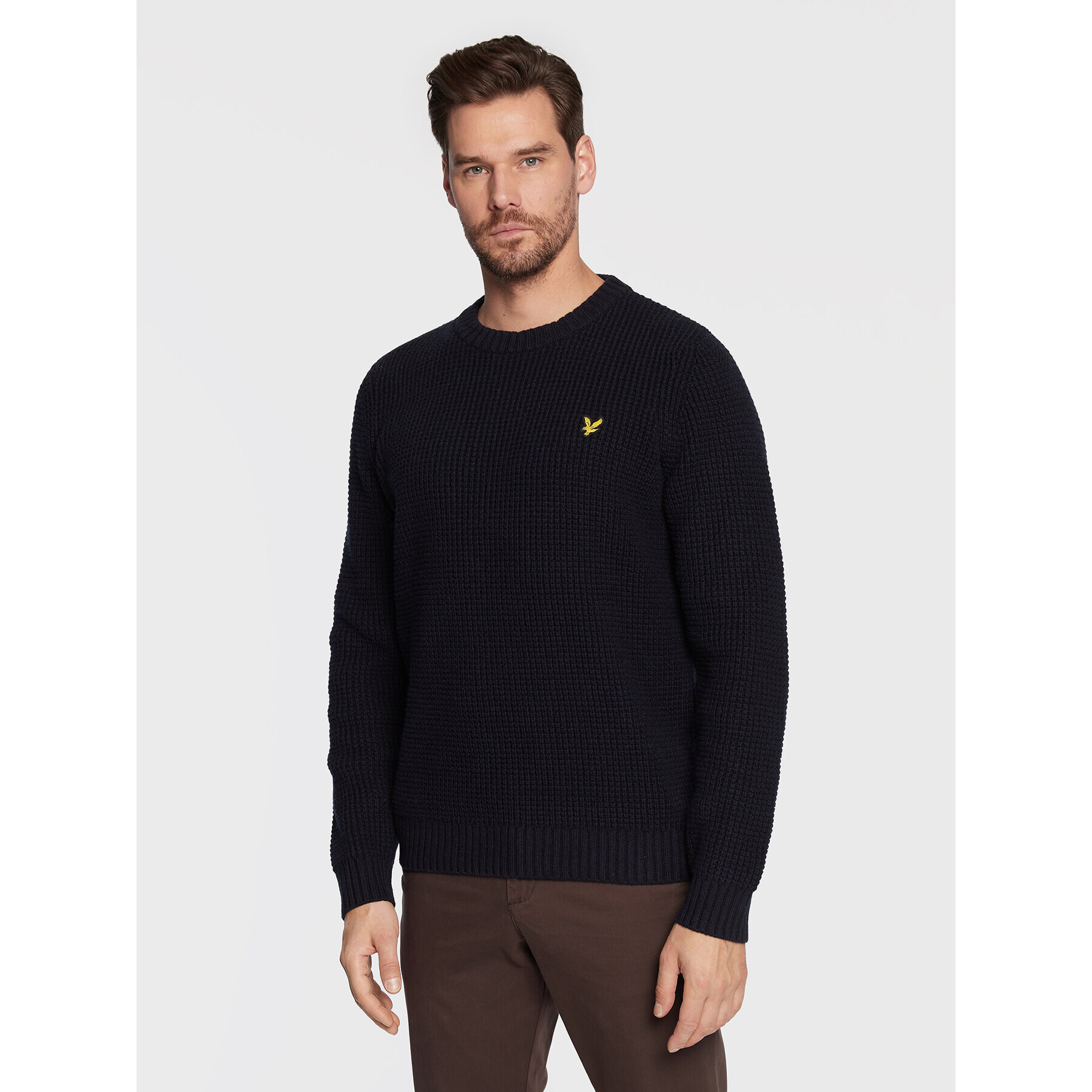 Lyle & Scott Пуловер Thermal Stitch KN1708V Тъмносин Regular Fit - Pepit.bg