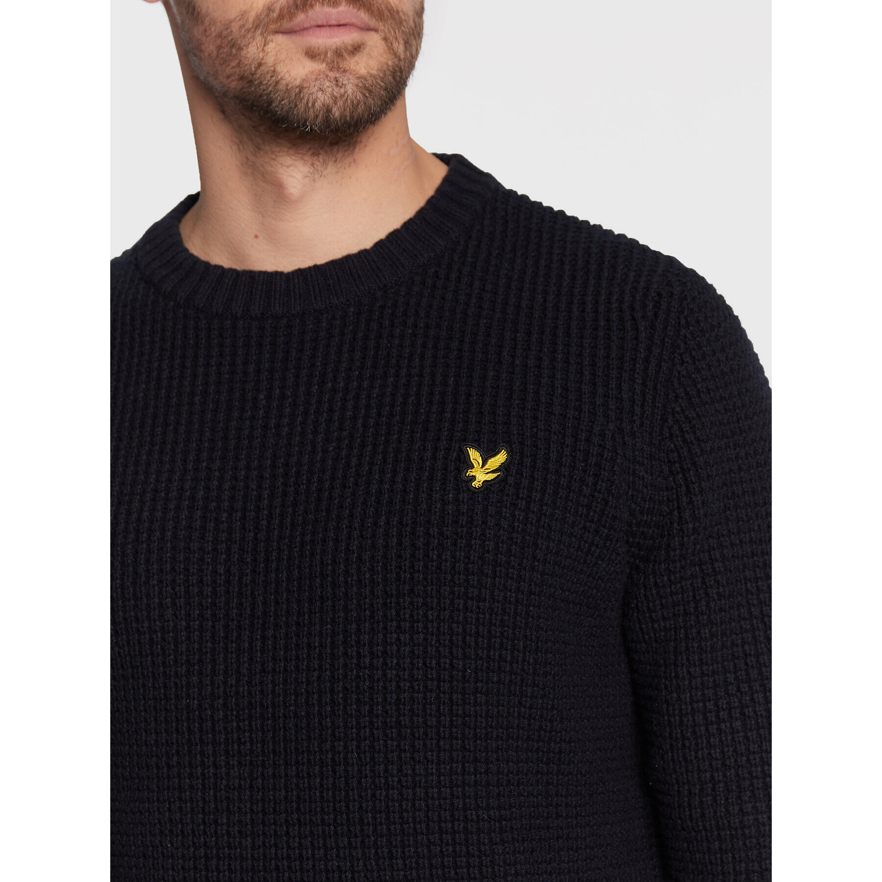 Lyle & Scott Пуловер Thermal Stitch KN1708V Тъмносин Regular Fit - Pepit.bg