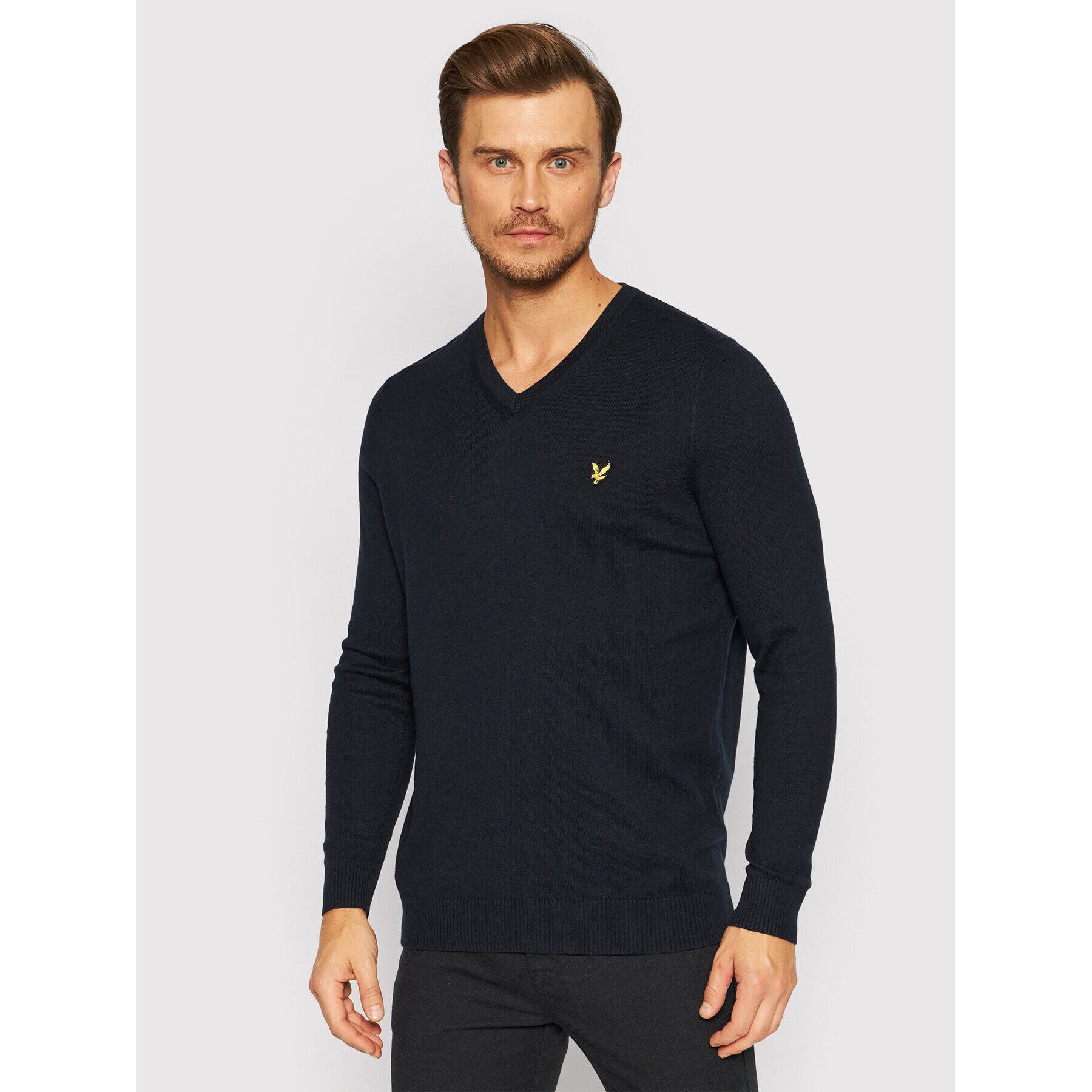 Lyle & Scott Пуловер V Neck KN401VC Тъмносин Slim Fit - Pepit.bg