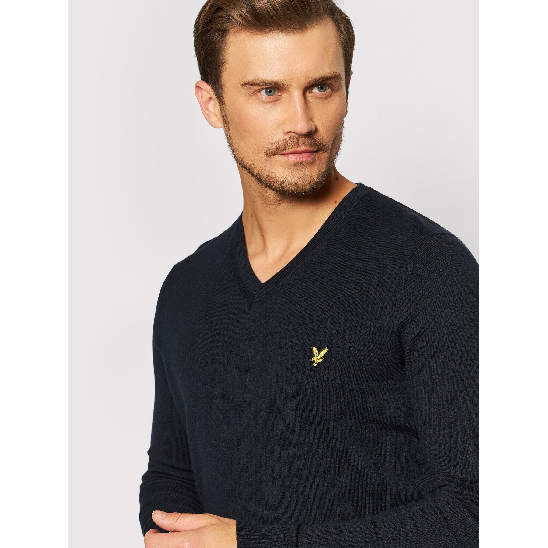 Lyle & Scott Пуловер V Neck KN401VC Тъмносин Slim Fit - Pepit.bg