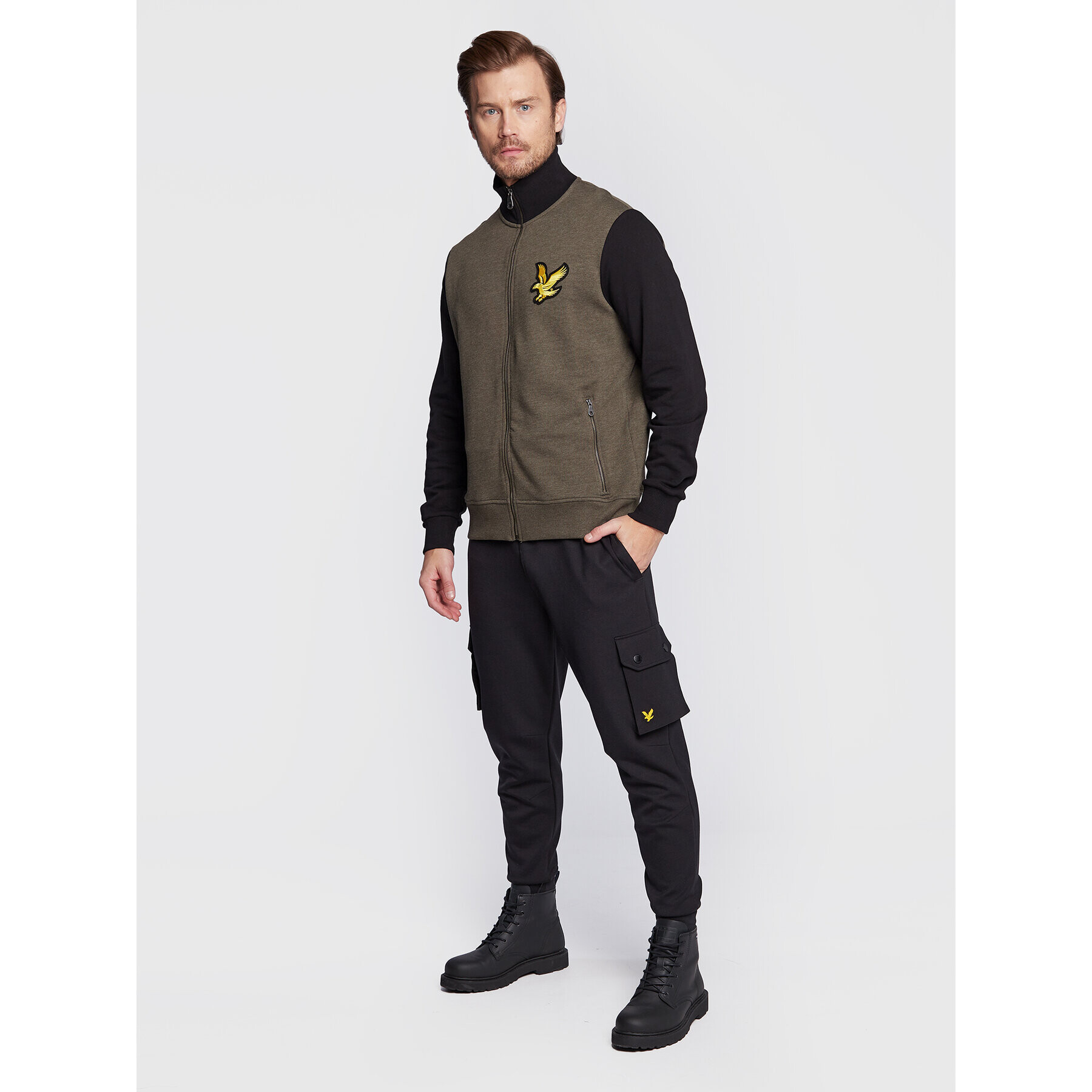 Lyle & Scott Суитшърт Block ML1728V Каки Regular Fit - Pepit.bg