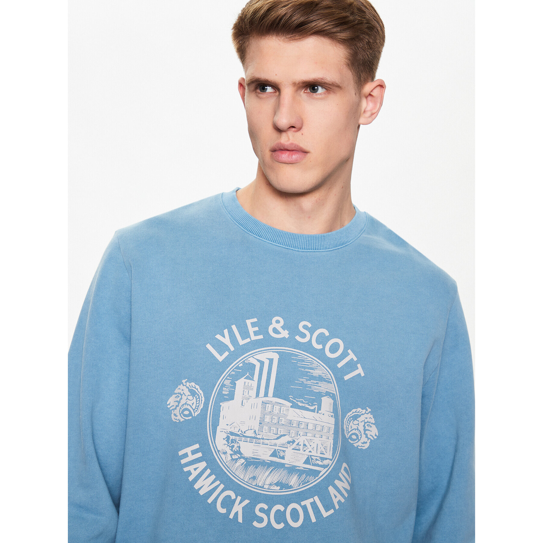 Lyle & Scott Суитшърт Hawick Print Crew Neck ML1803V Син Regular Fit - Pepit.bg