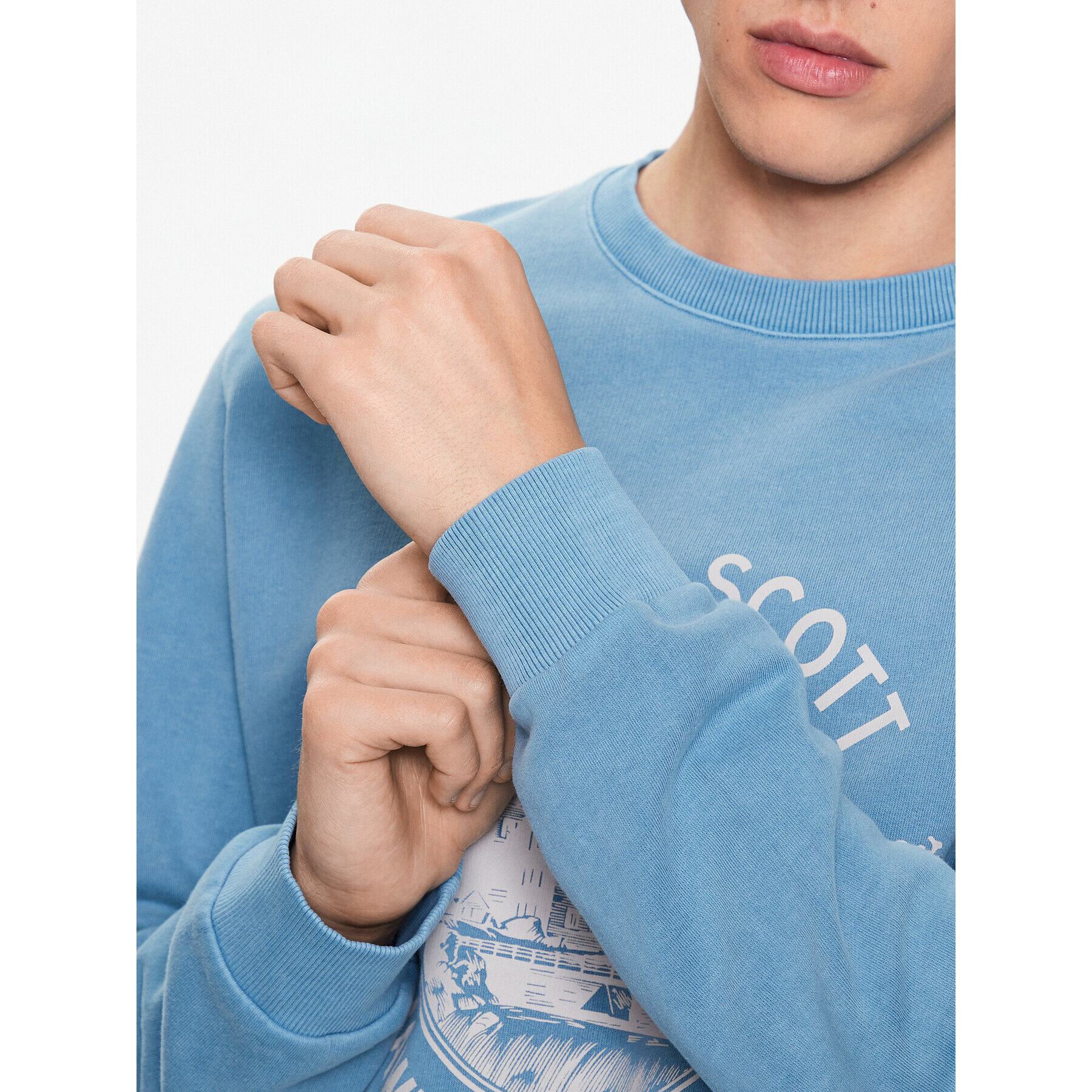 Lyle & Scott Суитшърт Hawick Print Crew Neck ML1803V Син Regular Fit - Pepit.bg