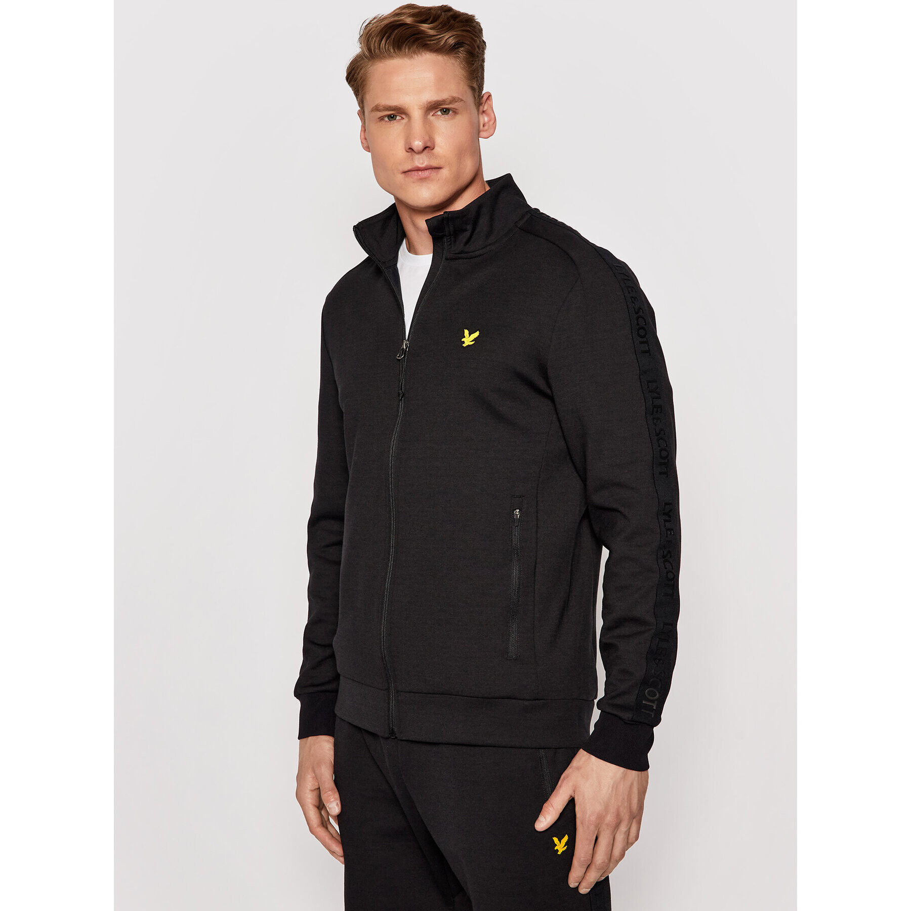 Lyle & Scott Суитшърт Sleeve Tape Full Zip Midlayer ML1487SP Черен Regular Fit - Pepit.bg