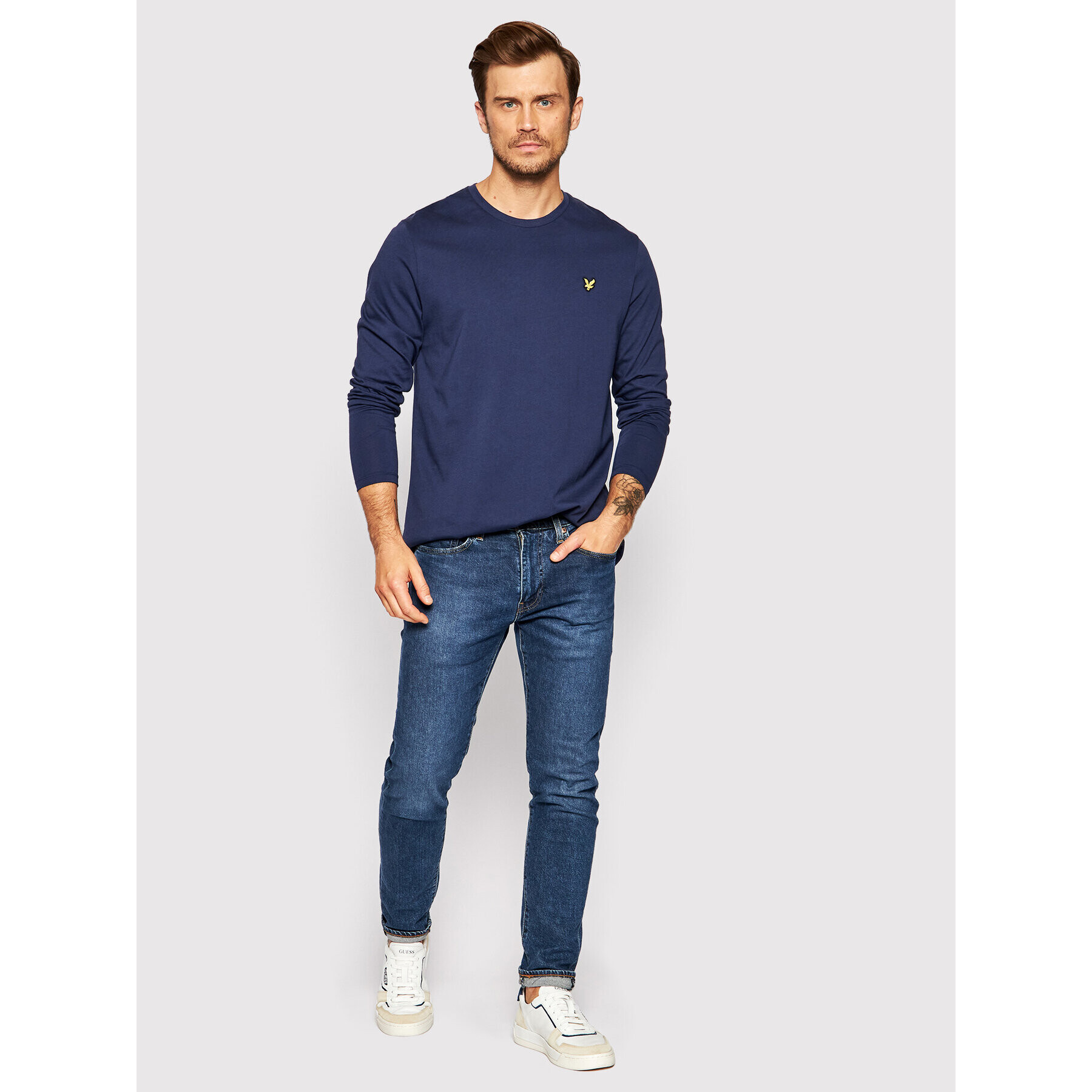 Lyle & Scott Тениска с дълъг ръкав Plain TS512VOG Тъмносин Regular Fit - Pepit.bg