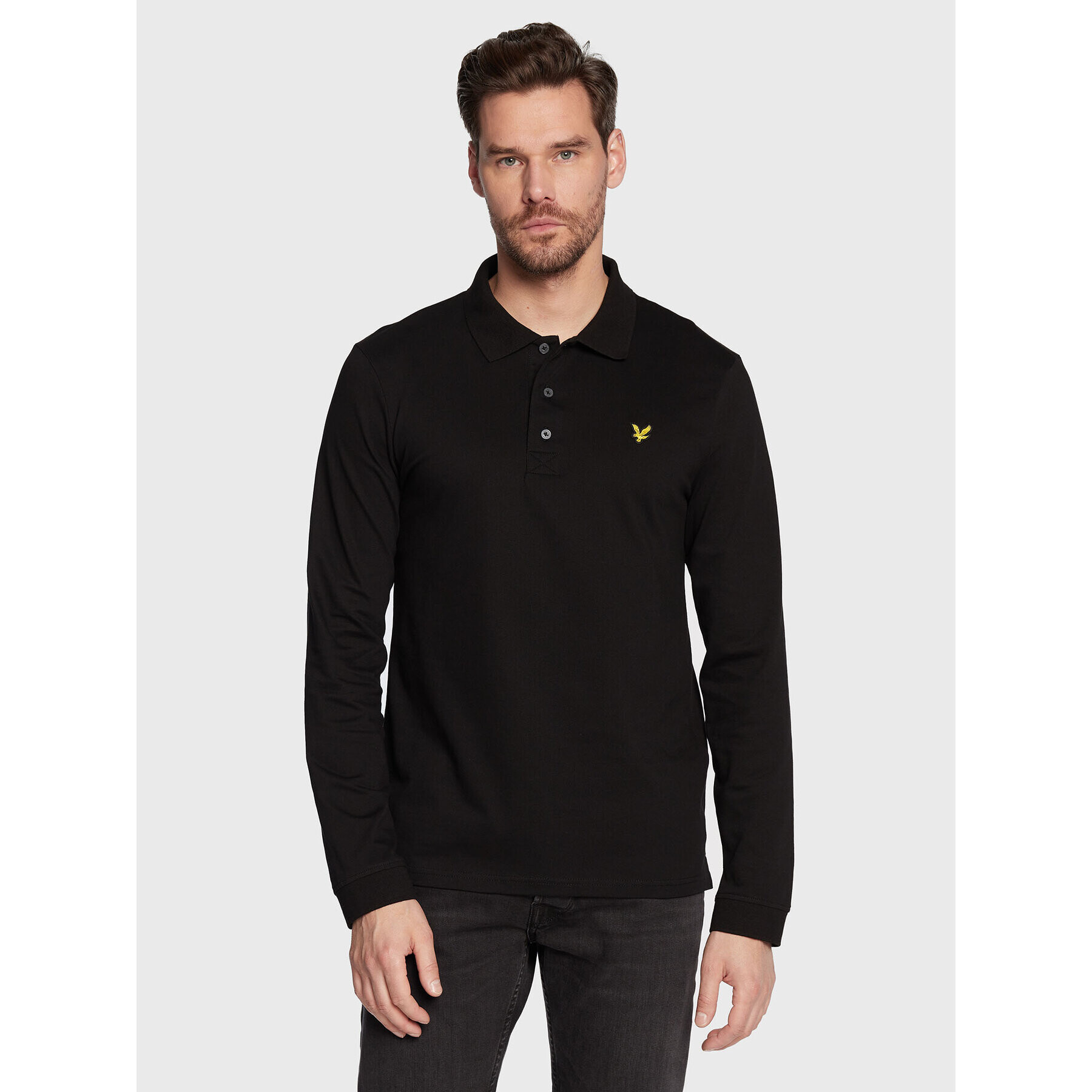 Lyle & Scott Тениска с яка и копчета LP400VOG Черен Regular Fit - Pepit.bg