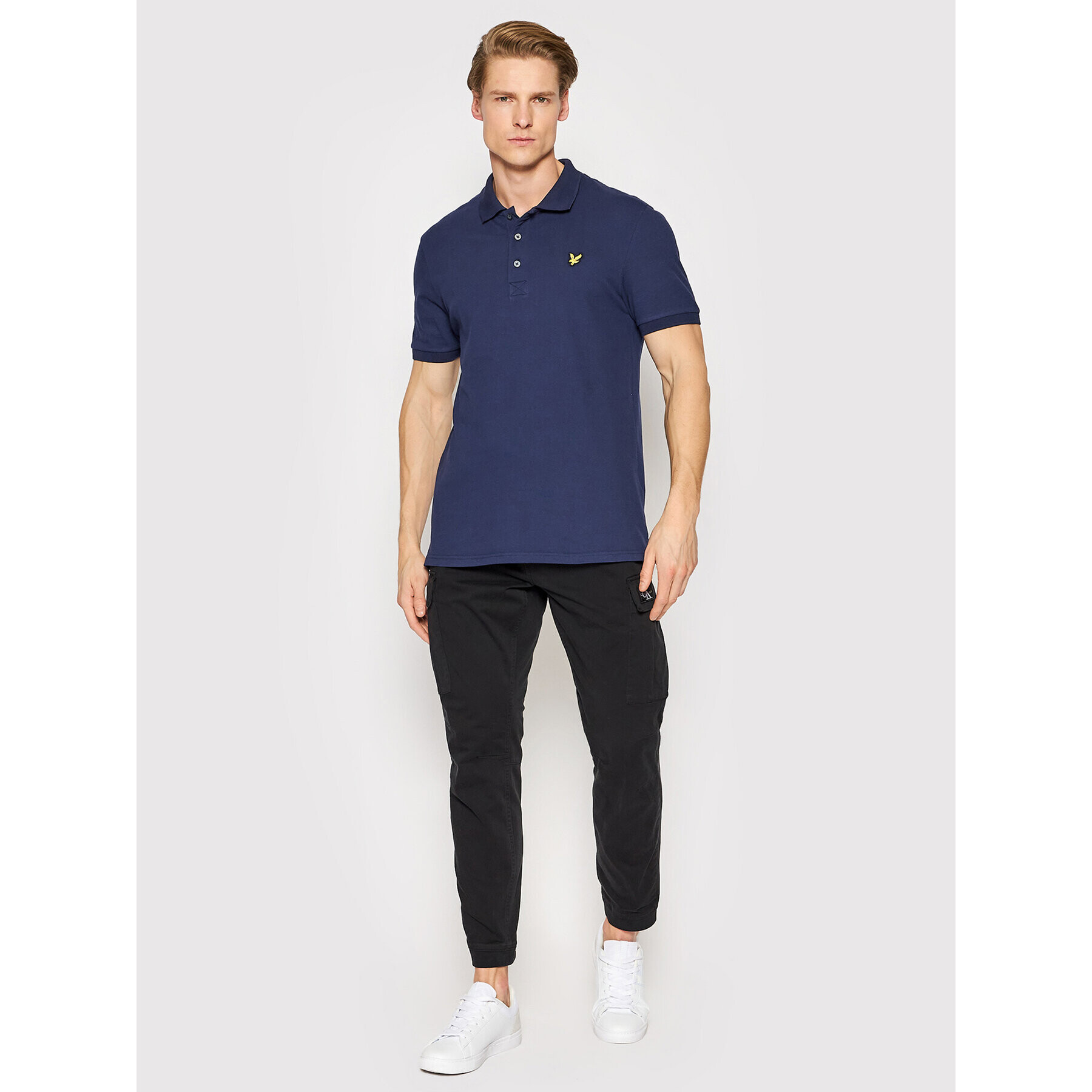 Lyle & Scott Тениска с яка и копчета Plain SP400VOG Тъмносин Regular Fit - Pepit.bg