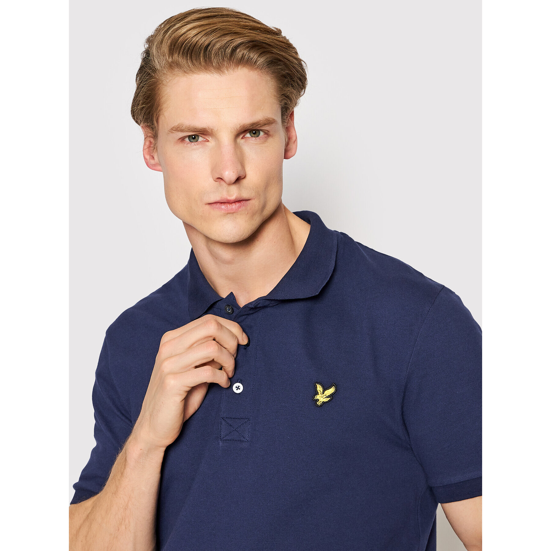 Lyle & Scott Тениска с яка и копчета Plain SP400VOG Тъмносин Regular Fit - Pepit.bg