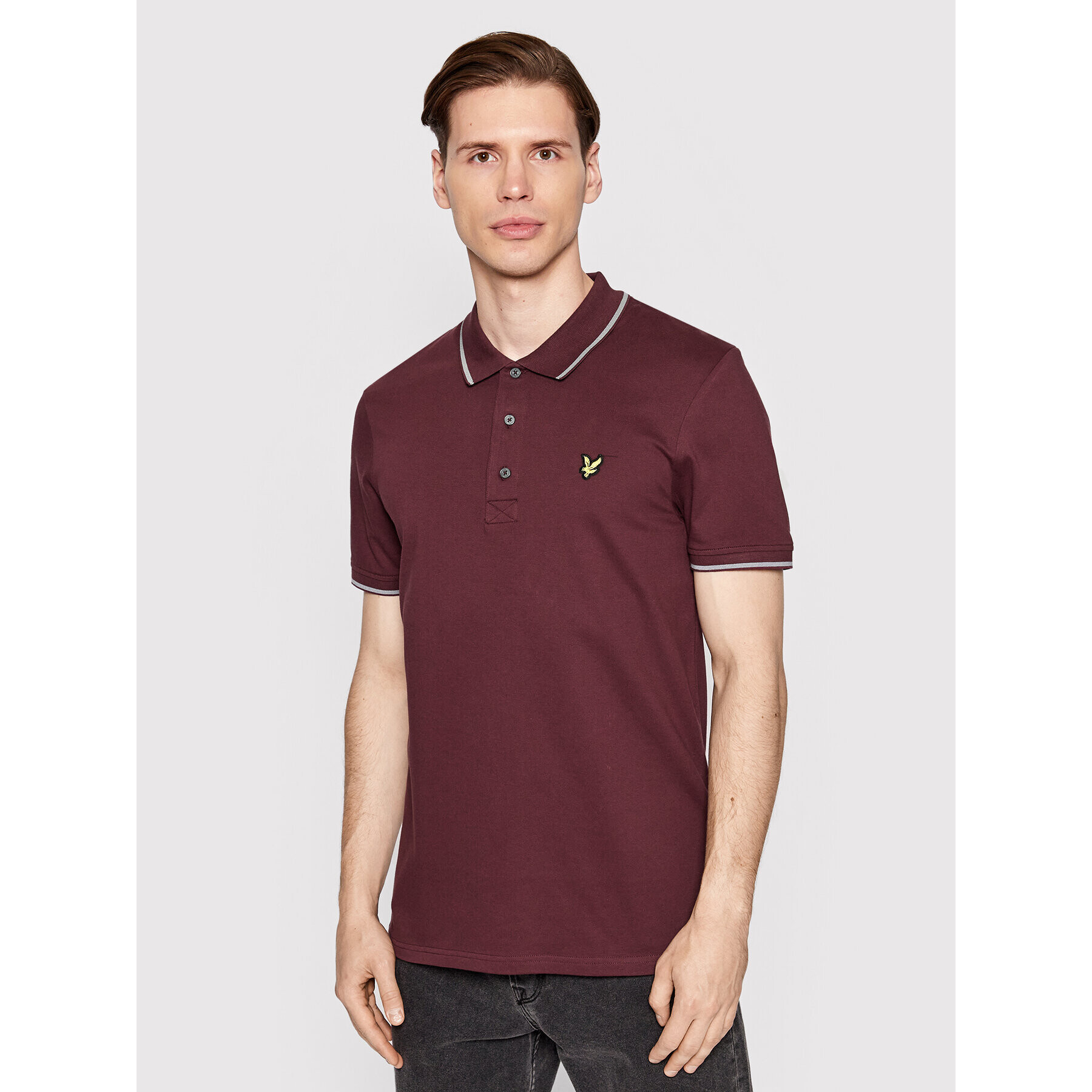 Lyle & Scott Тениска с яка и копчета Tipped SP1524VOG Бордо Regular Fit - Pepit.bg