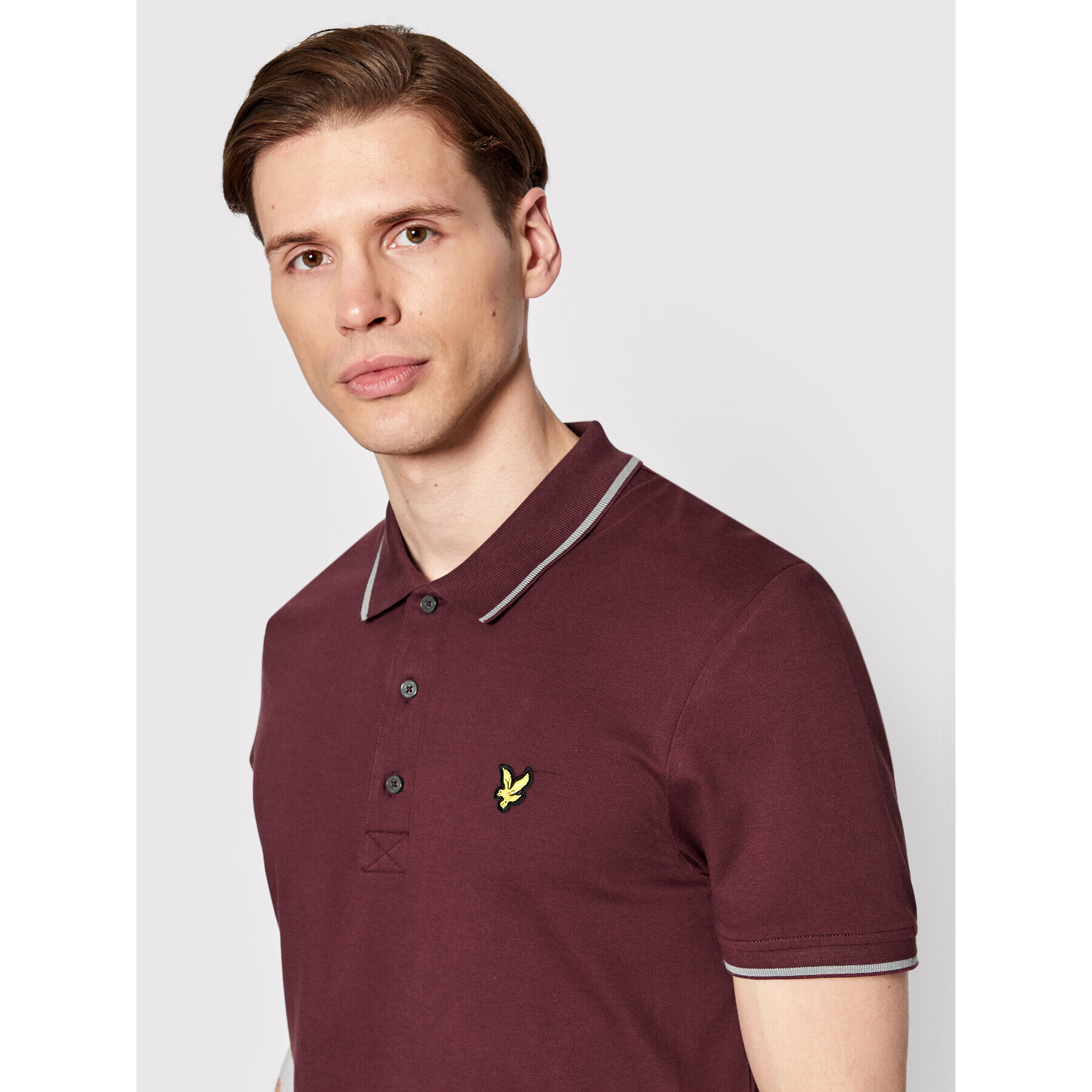 Lyle & Scott Тениска с яка и копчета Tipped SP1524VOG Бордо Regular Fit - Pepit.bg