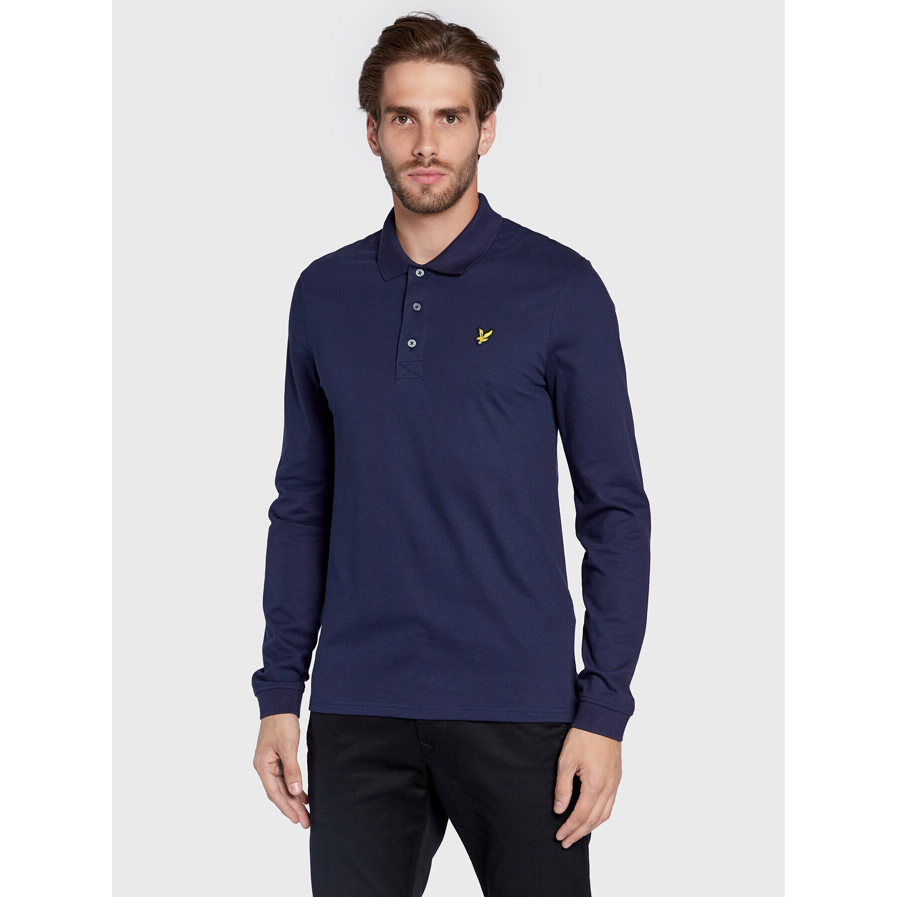 Lyle & Scott Тениска с яка и копчета LP400VOG Тъмносин Regular Fit - Pepit.bg