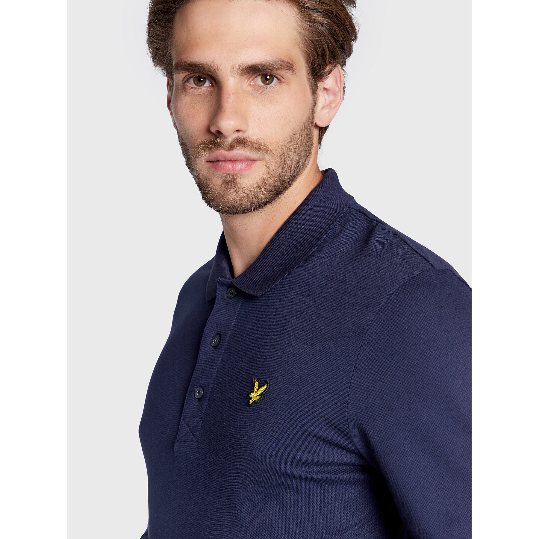 Lyle & Scott Тениска с яка и копчета LP400VOG Тъмносин Regular Fit - Pepit.bg