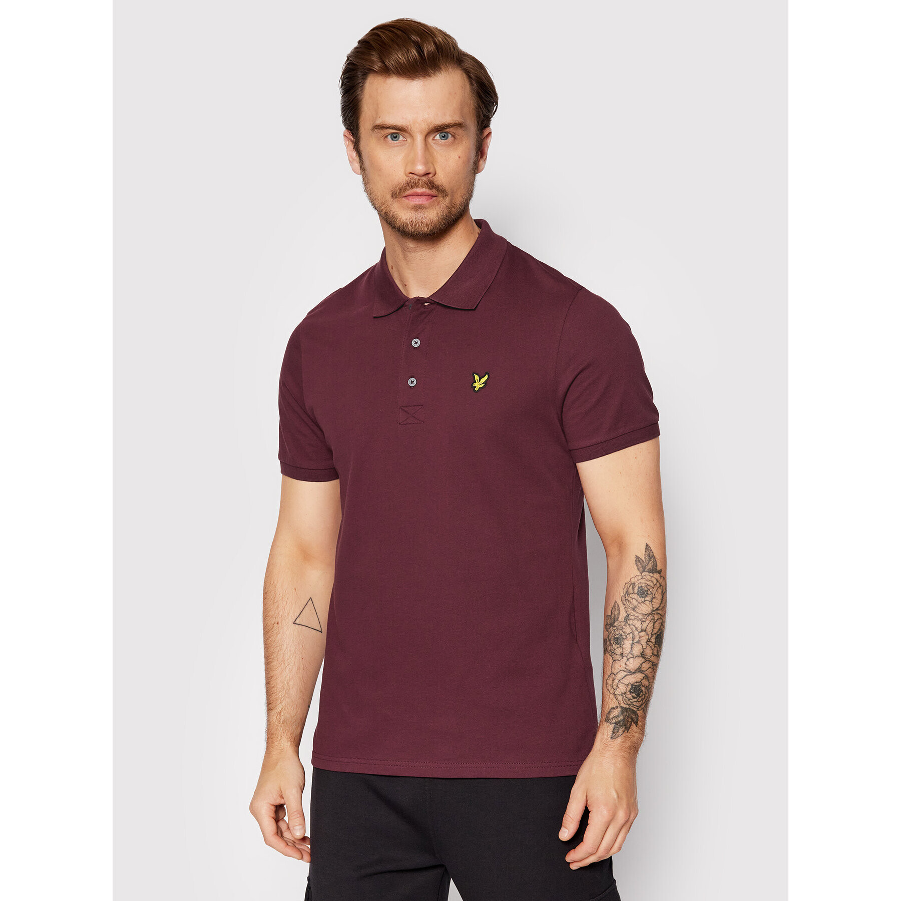 Lyle & Scott Тениска с яка и копчета Plain SP400VOG Бордо Regular Fit - Pepit.bg