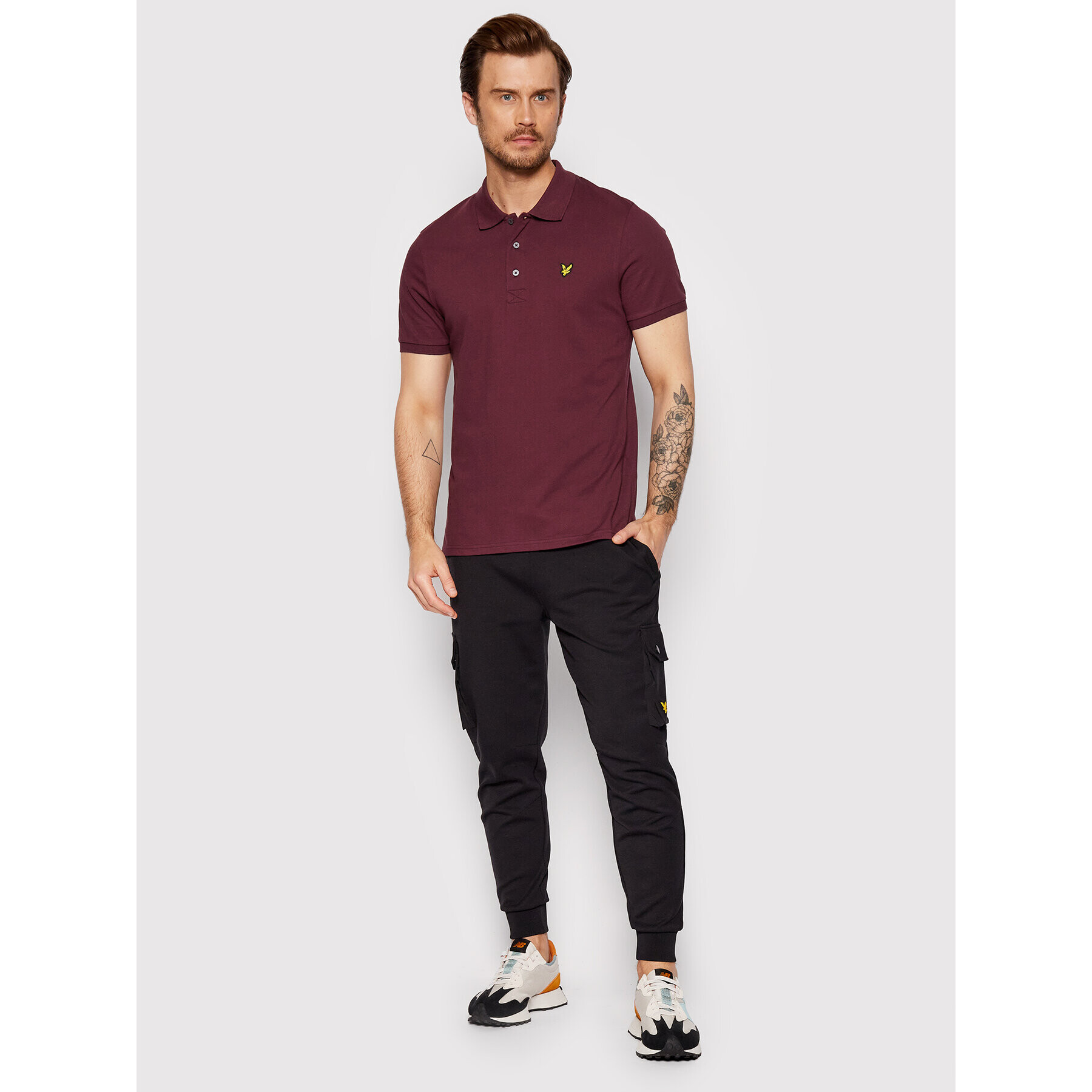 Lyle & Scott Тениска с яка и копчета Plain SP400VOG Бордо Regular Fit - Pepit.bg