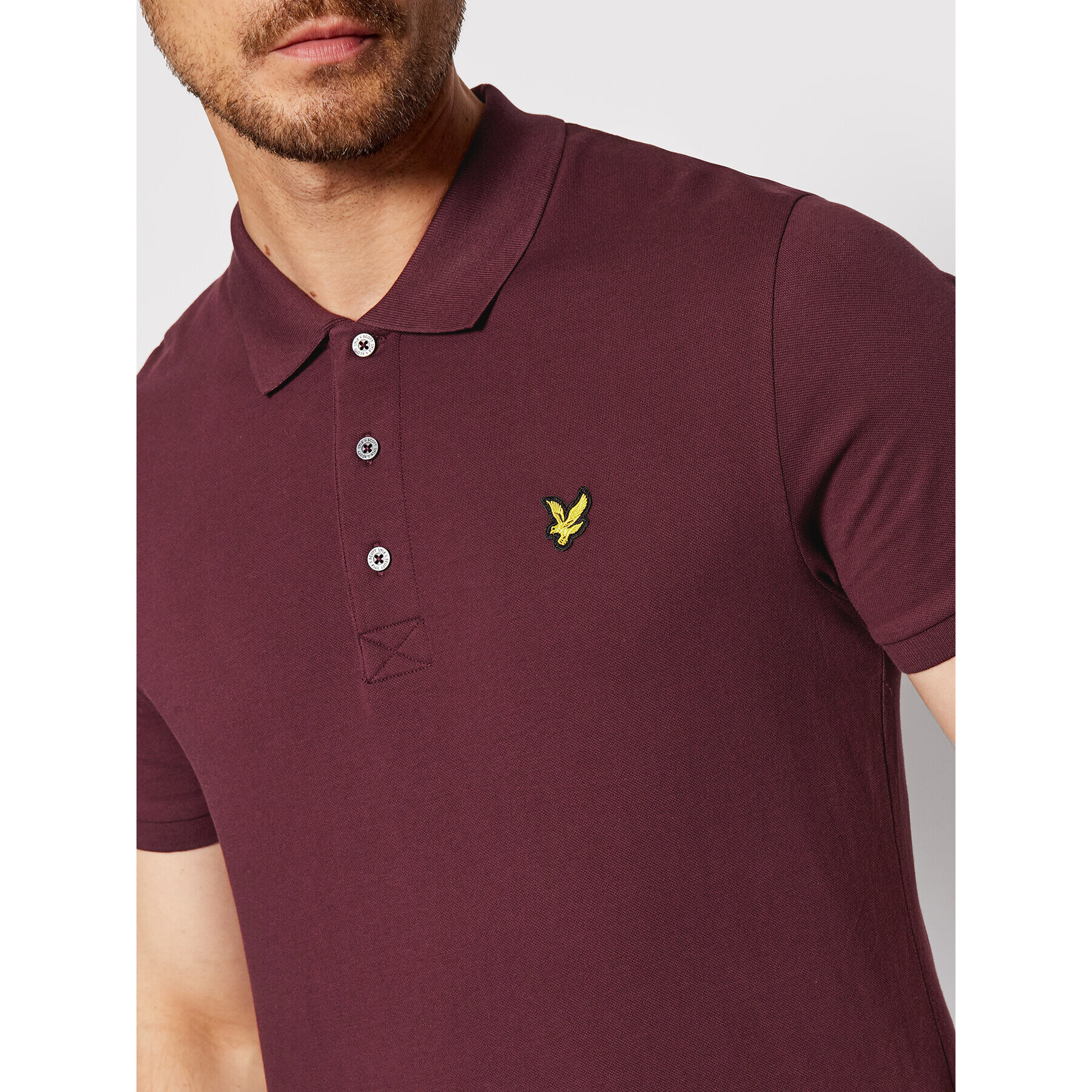 Lyle & Scott Тениска с яка и копчета Plain SP400VOG Бордо Regular Fit - Pepit.bg