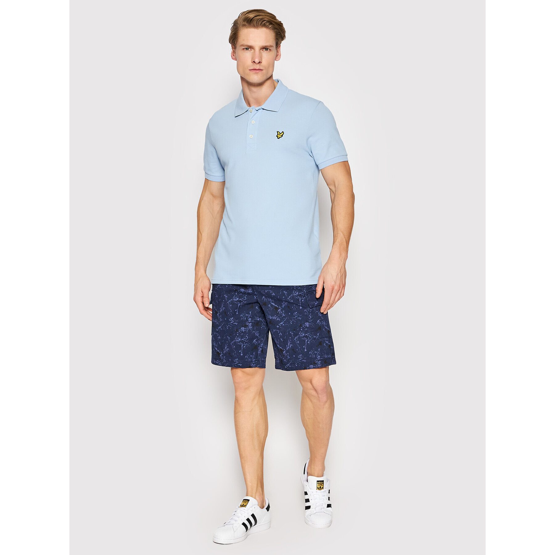 Lyle & Scott Тениска с яка и копчета Plain SP400VOG Син Regular Fit - Pepit.bg