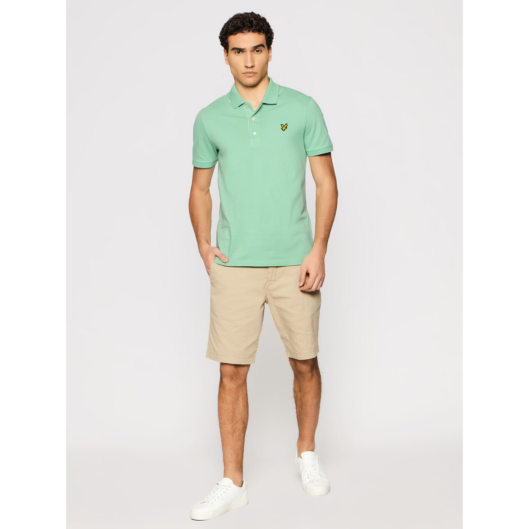 Lyle & Scott Тениска с яка и копчета Plain SP400VOG Зелен Regular Fit - Pepit.bg