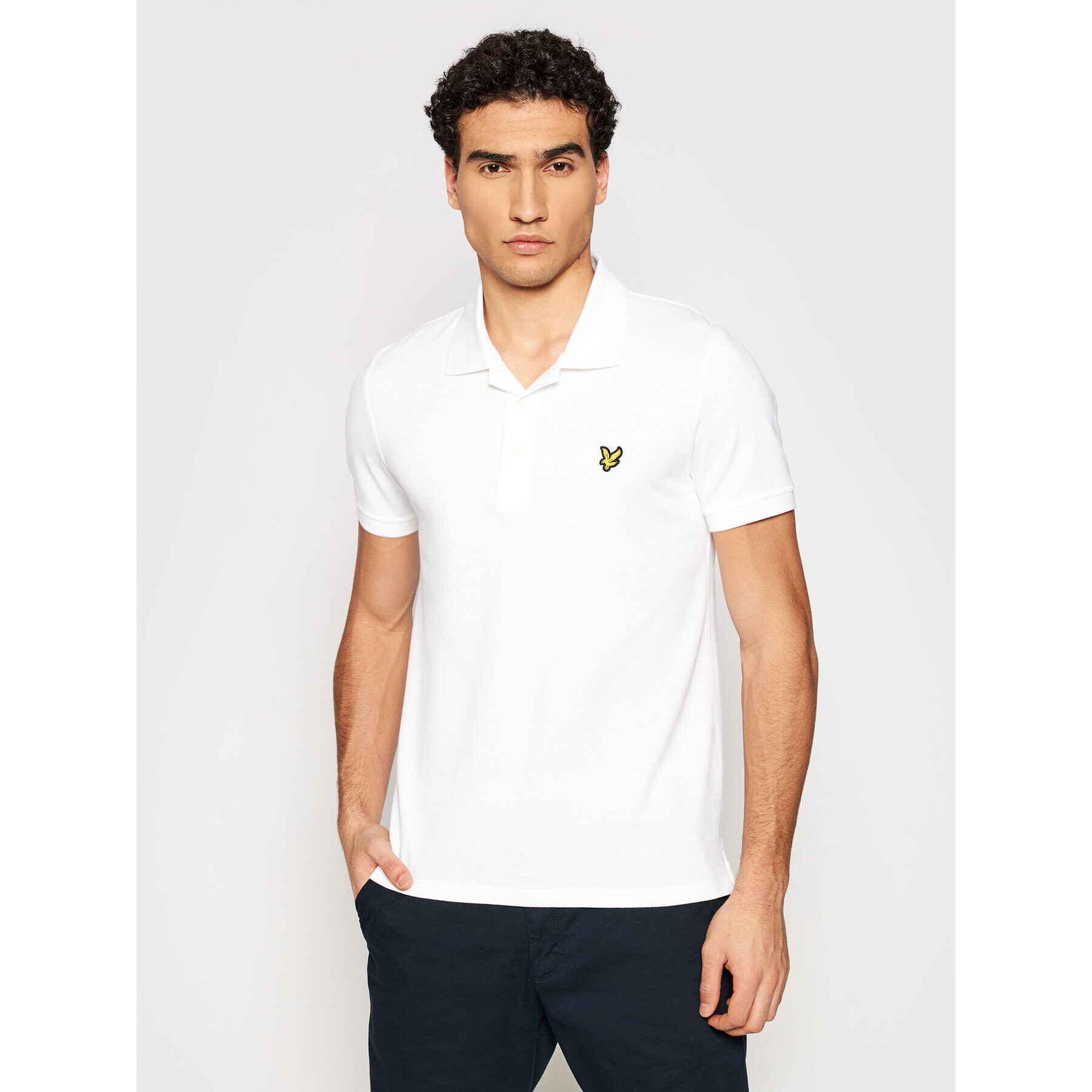 Lyle & Scott Тениска с яка и копчета SP400VB Бял Regular Fit - Pepit.bg