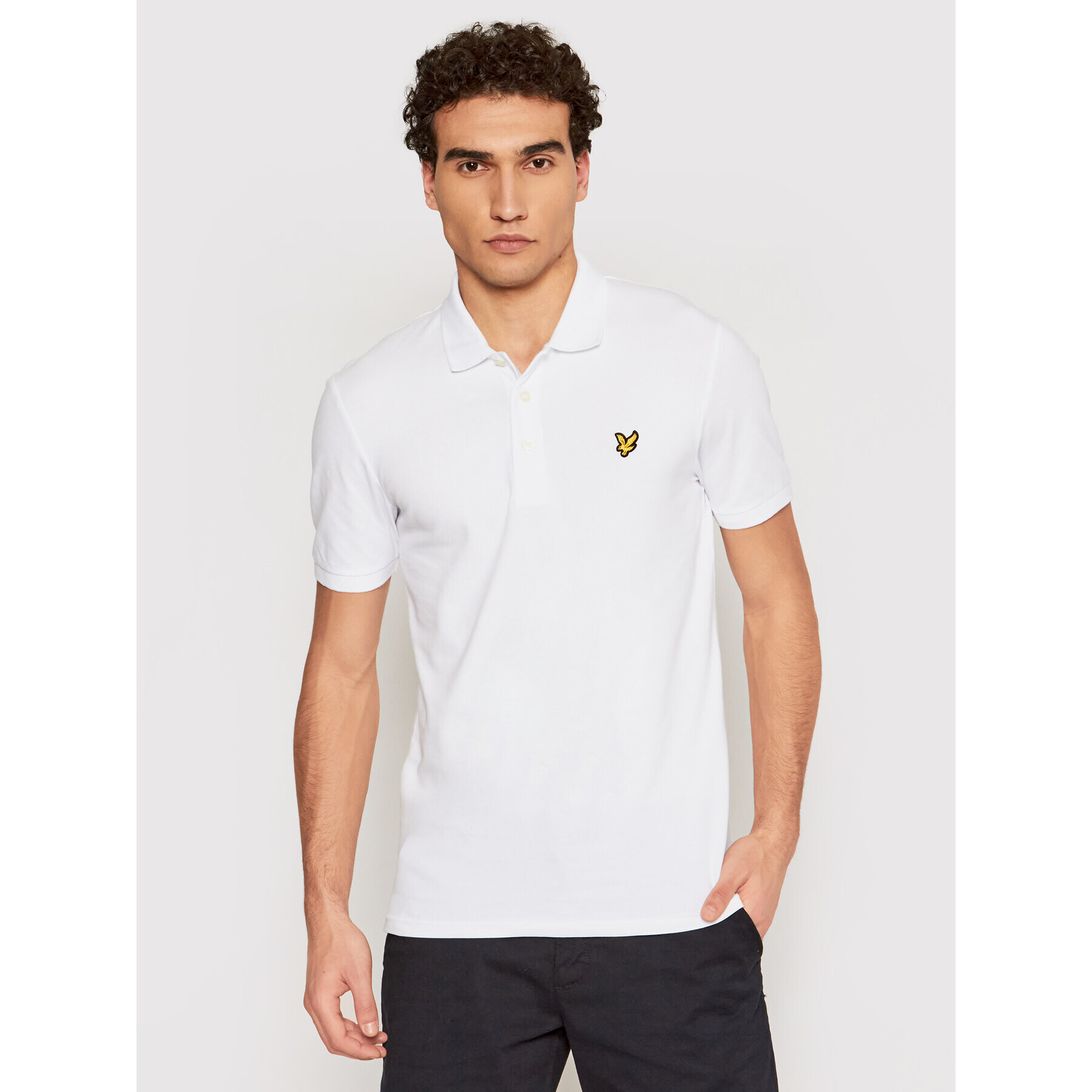 Lyle & Scott Тениска с яка и копчета Stretch SP919V Бял Slim Fit - Pepit.bg