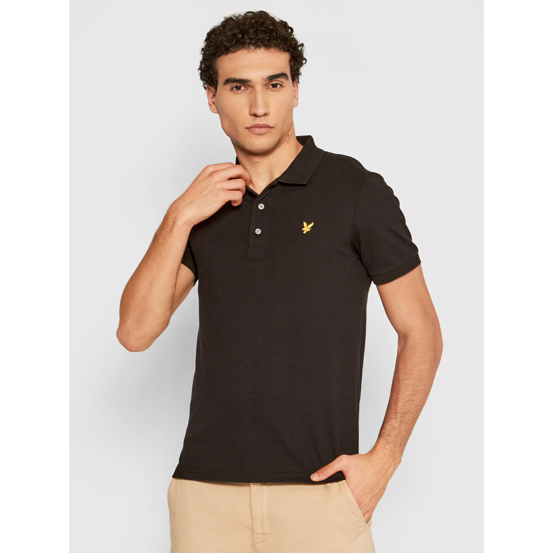 Lyle & Scott Тениска с яка и копчета Stretch SP919V Черен Slim Fit - Pepit.bg