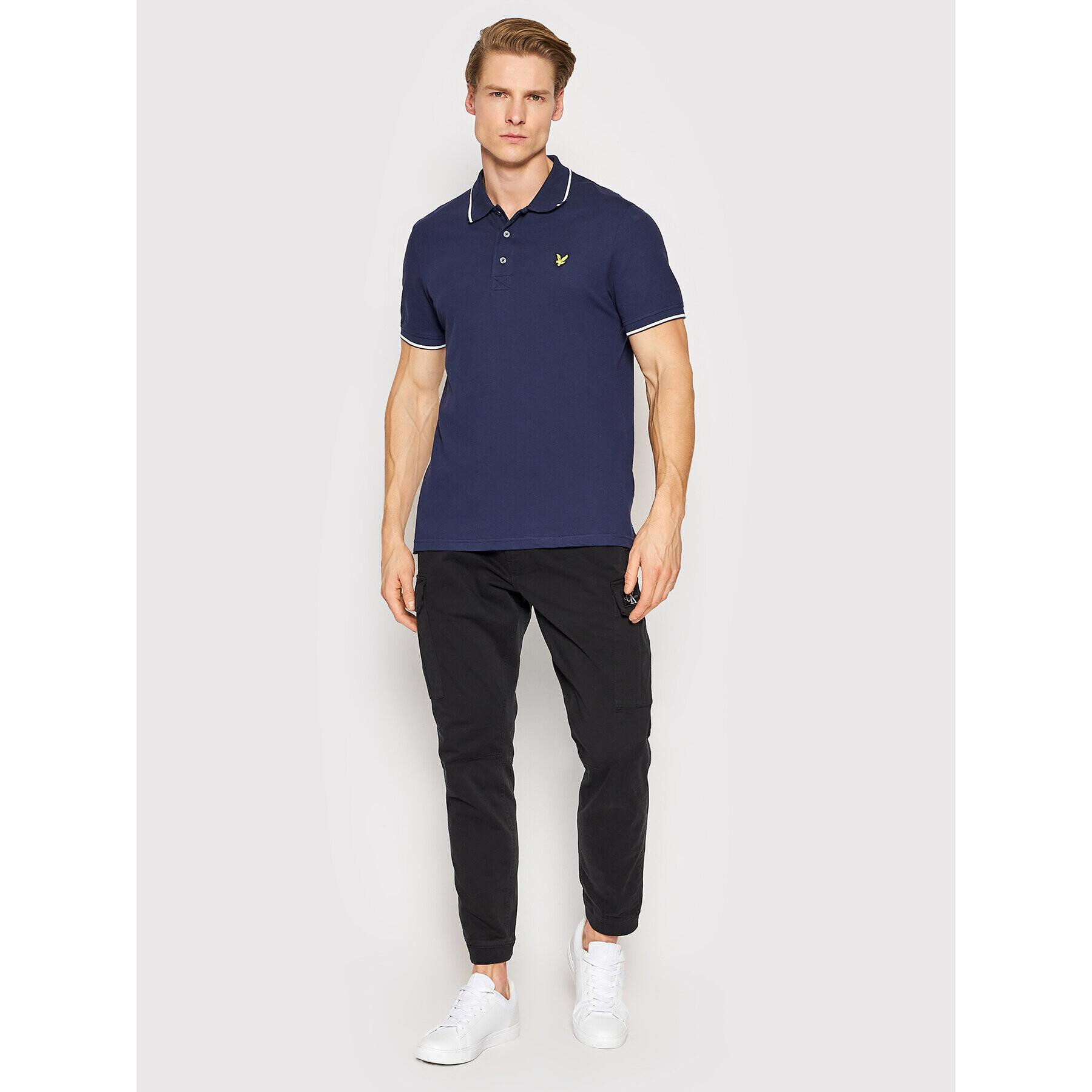 Lyle & Scott Тениска с яка и копчета Tipped SP1524VOG Тъмносин Regular Fit - Pepit.bg