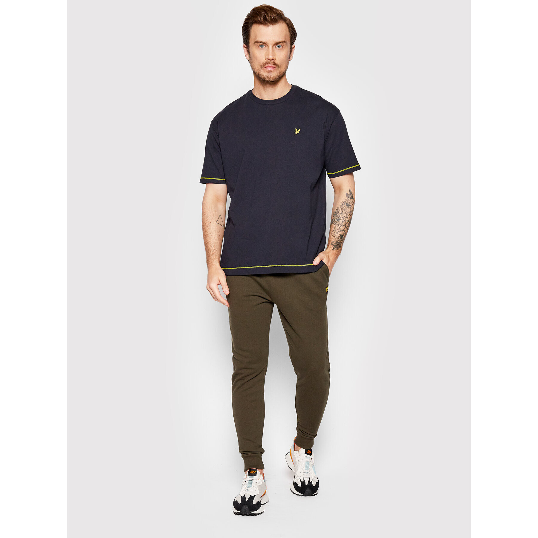 Lyle & Scott Тишърт Flatlock TS1615V Тъмносин Oversize - Pepit.bg