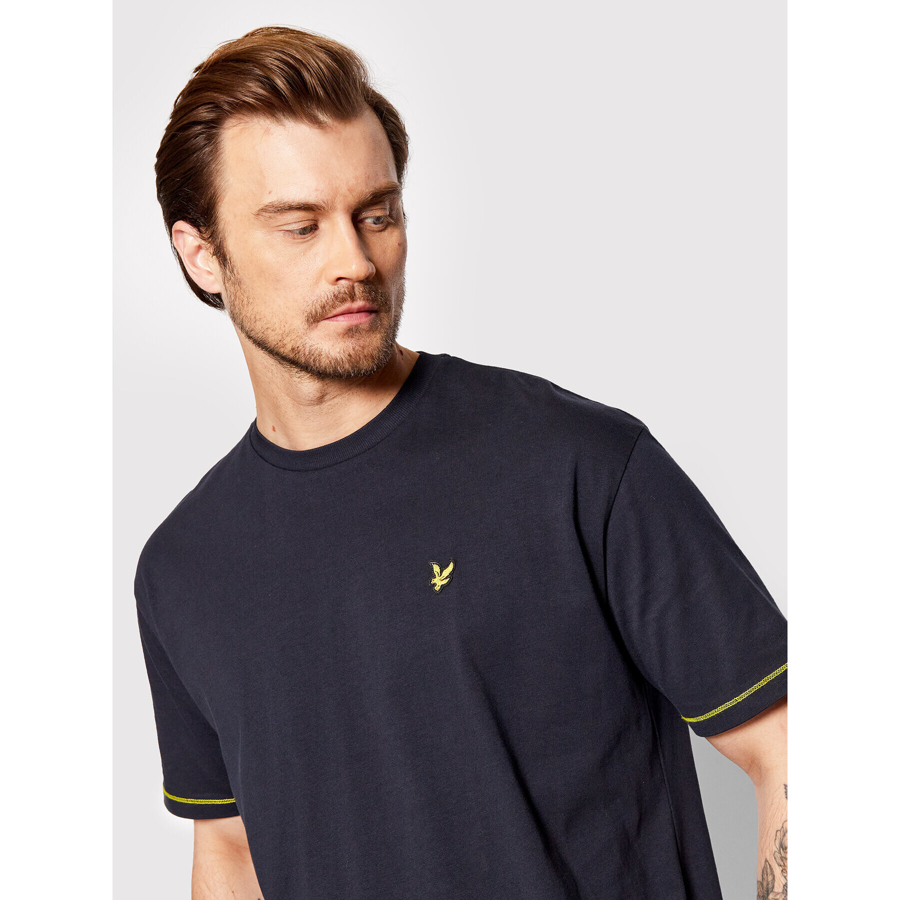 Lyle & Scott Тишърт Flatlock TS1615V Тъмносин Oversize - Pepit.bg