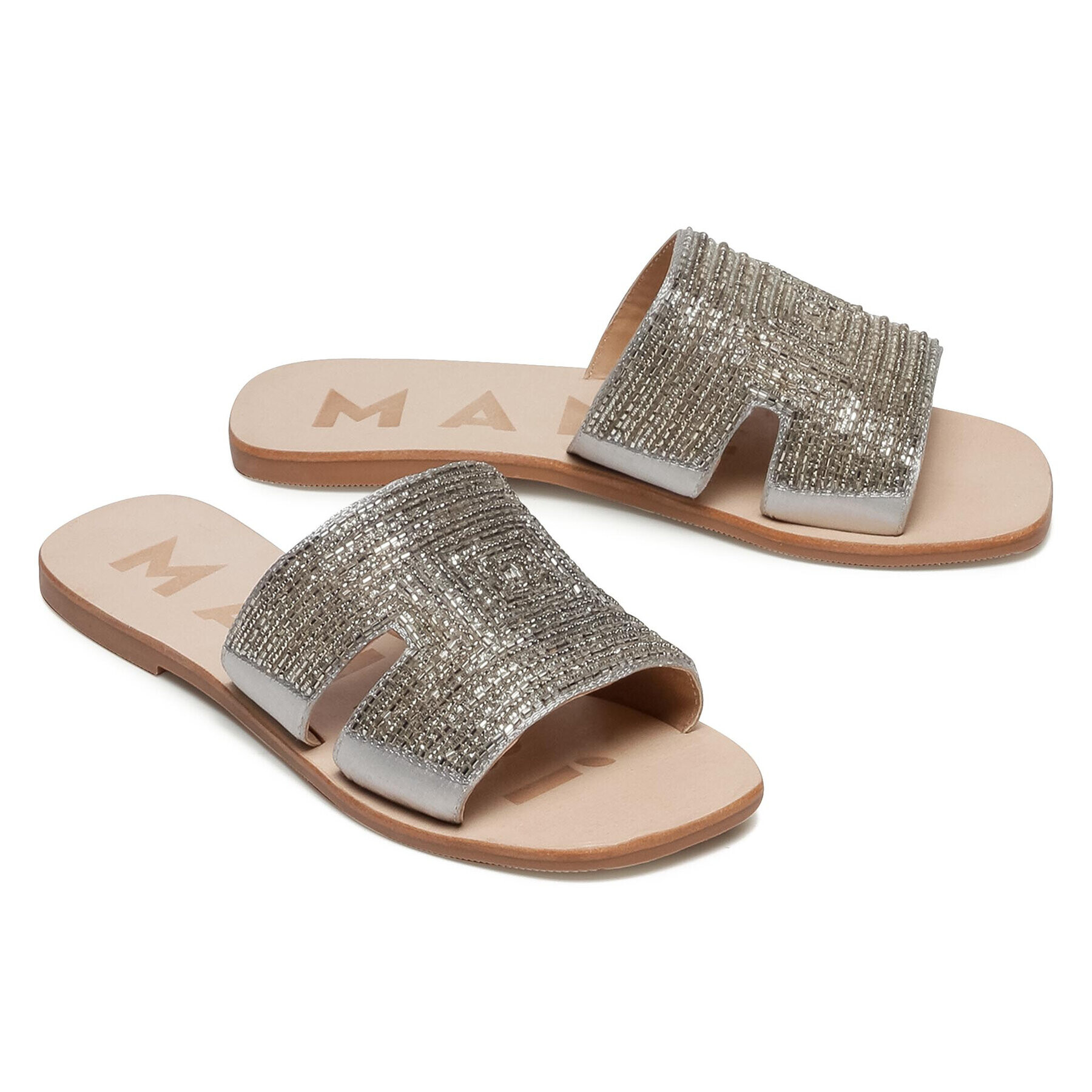 Manebi Чехли Leather Sandals S 4.1 Y0 Сребрист - Pepit.bg
