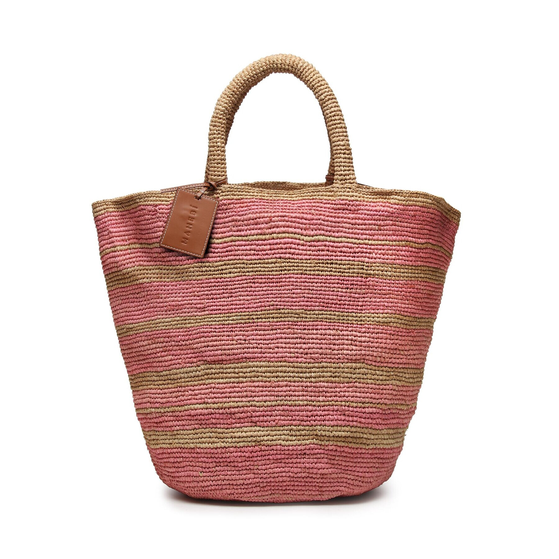 Manebi Дамска чанта Natural Raffia Summer Bag v 5.8 AD Розов - Pepit.bg