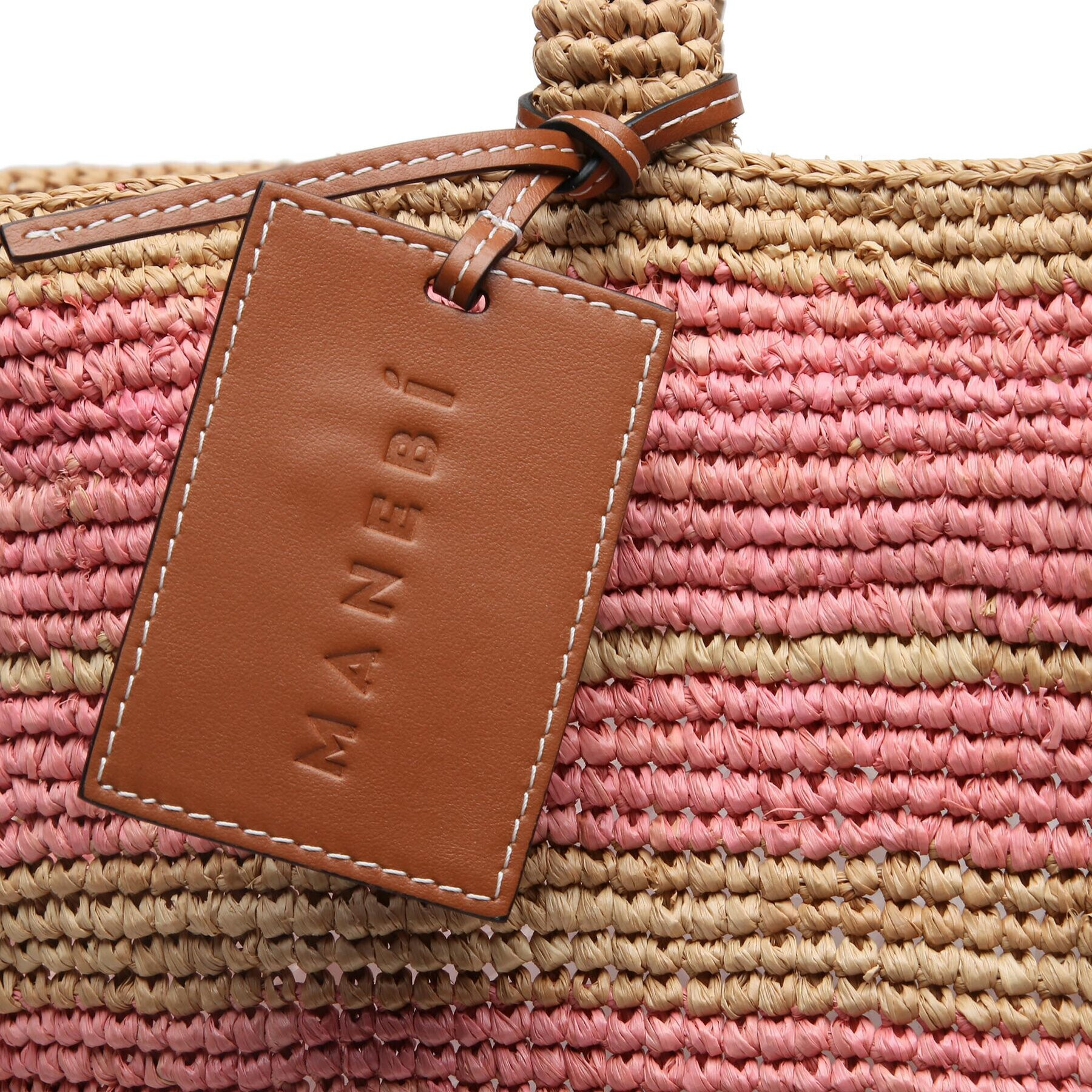 Manebi Дамска чанта Natural Raffia Summer Bag v 5.8 AD Розов - Pepit.bg