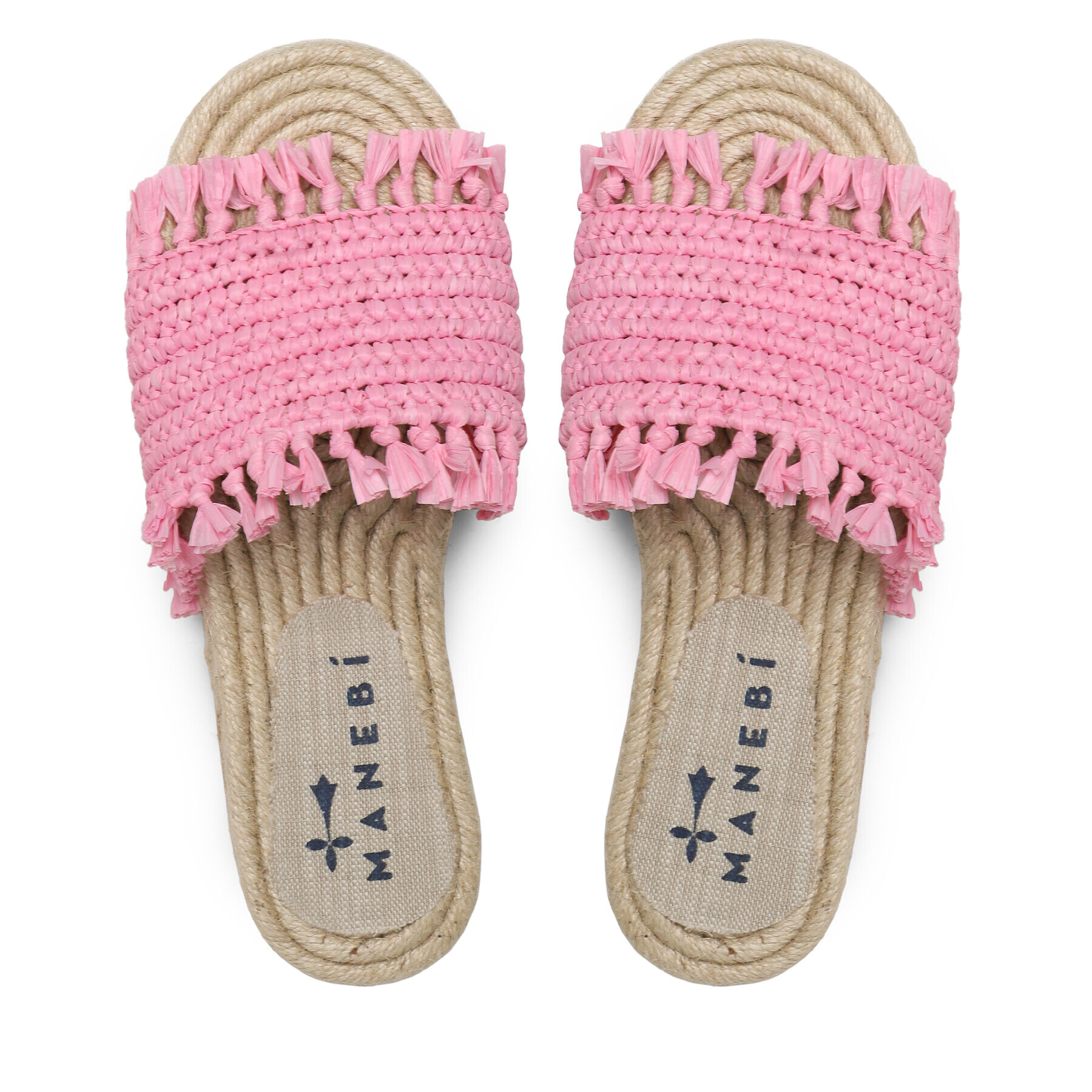 Manebi Еспадрили Fringed Knots Raffia Jute Sandals V 2.9 Y0 Розов - Pepit.bg