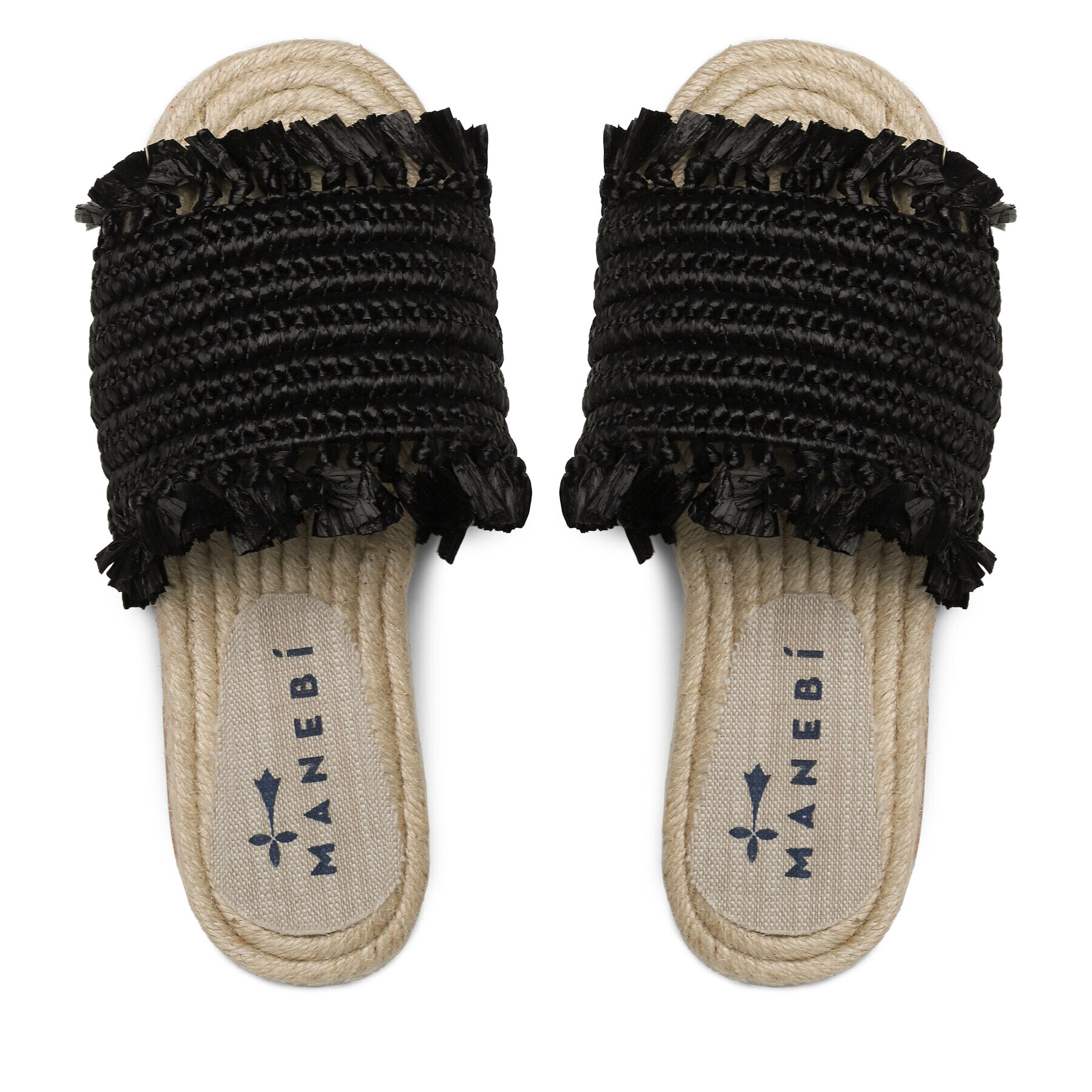 Manebi Еспадрили Fringed Knots Raffia Jute Sandals V 3.1 Y0 Черен - Pepit.bg