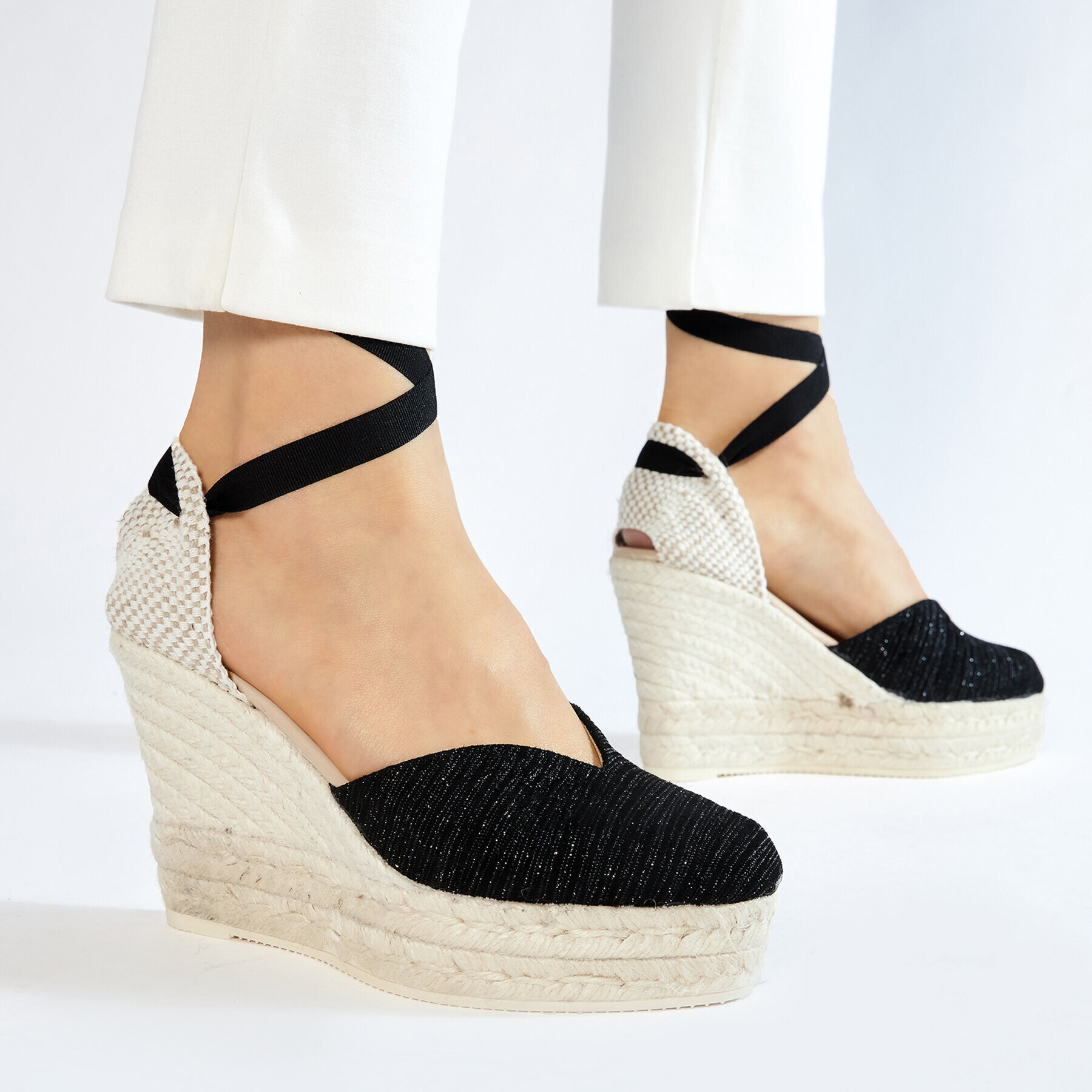 Manebi Еспадрили Heart Shape Wedges G 0.1 WH Черен - Pepit.bg
