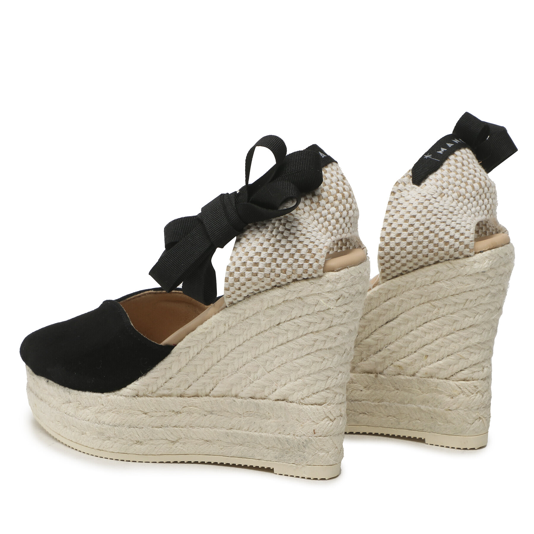 Manebi Еспадрили Heart-Shaped Wedge Espadrilles K 1.0 WH Черен - Pepit.bg