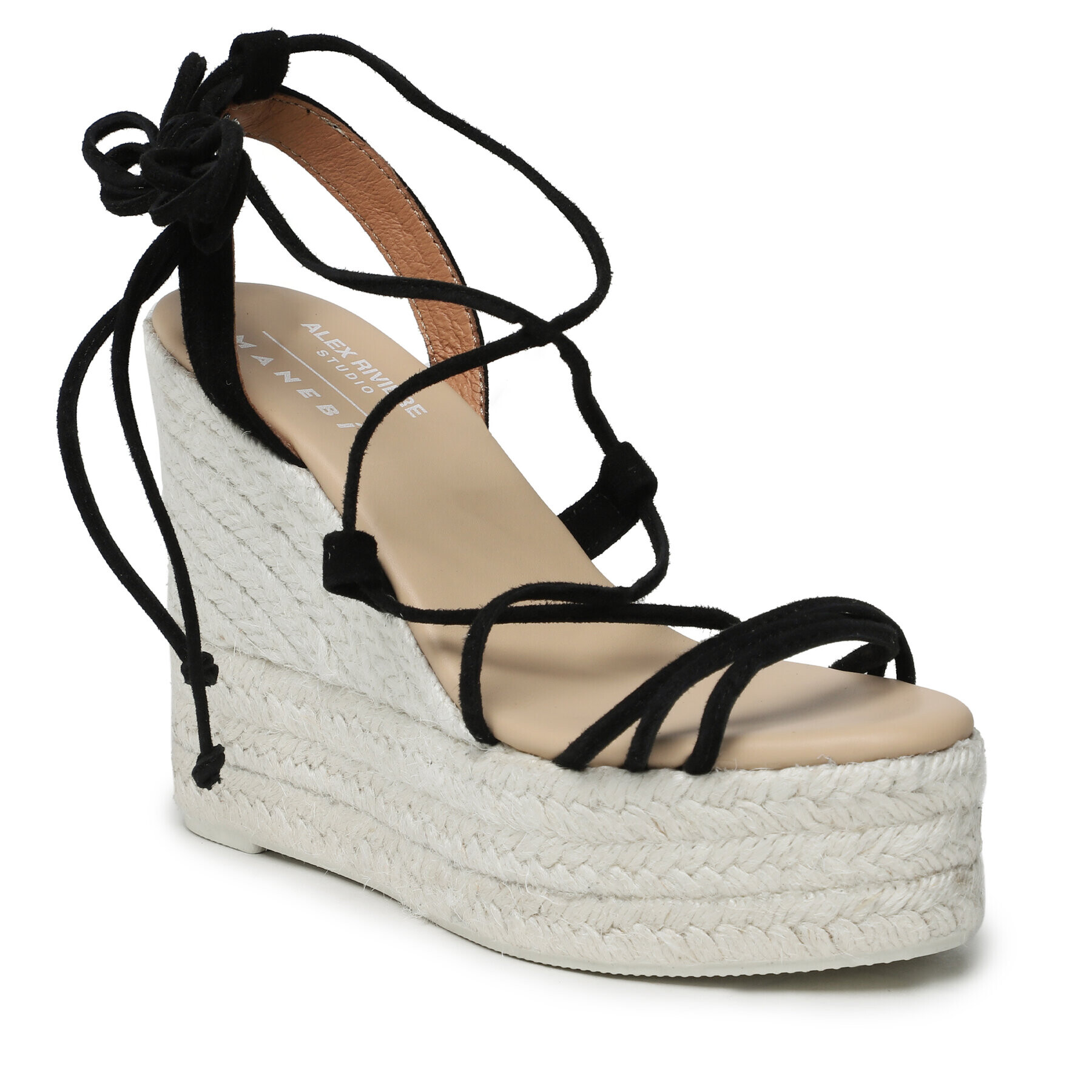 Manebi Еспадрили Lace-Up Wedge Espadrilles L 8.6 WA Черен - Pepit.bg