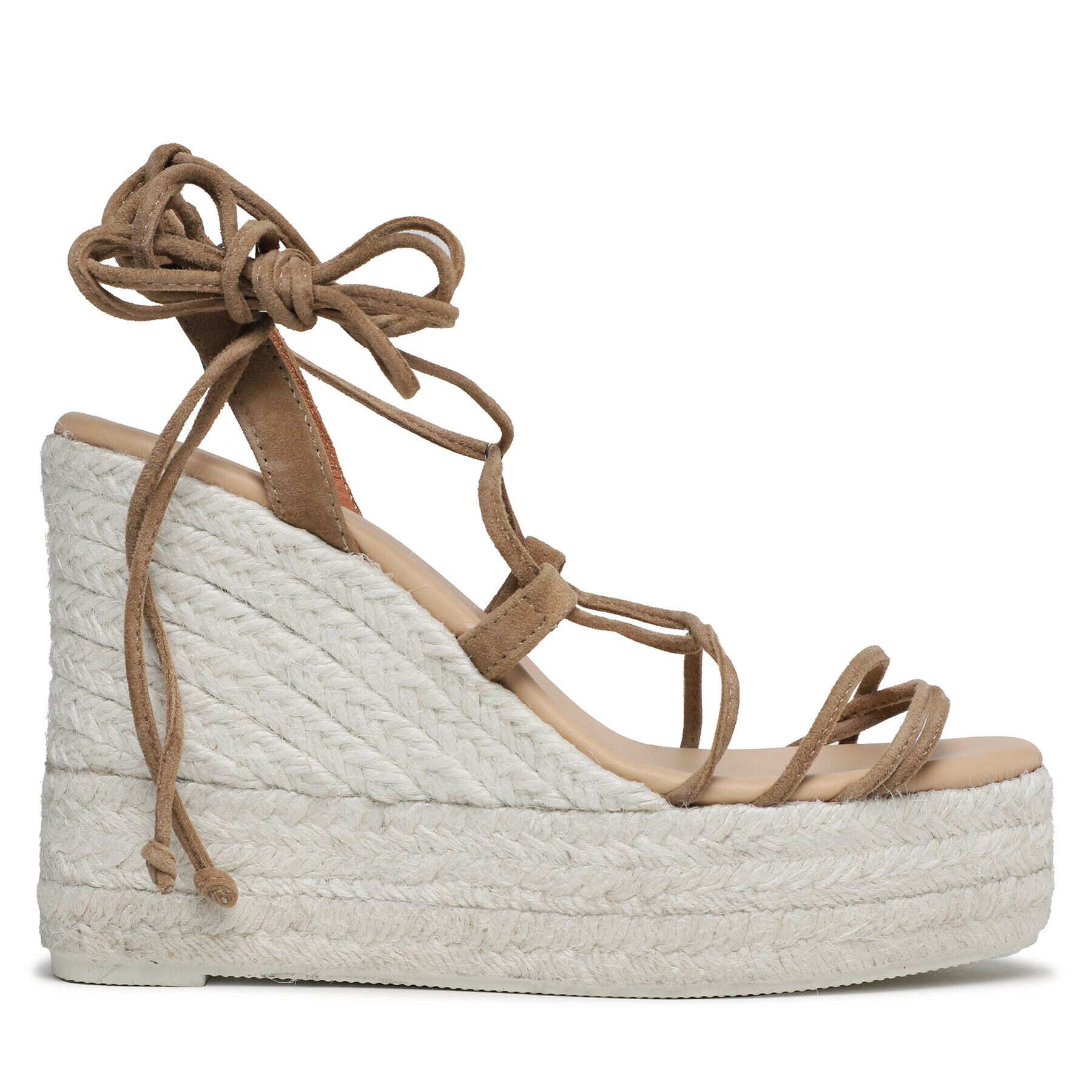 Manebi Еспадрили Soft Suede Lace-Up Wedge Espadrilles L 8.7 WA Кафяв - Pepit.bg