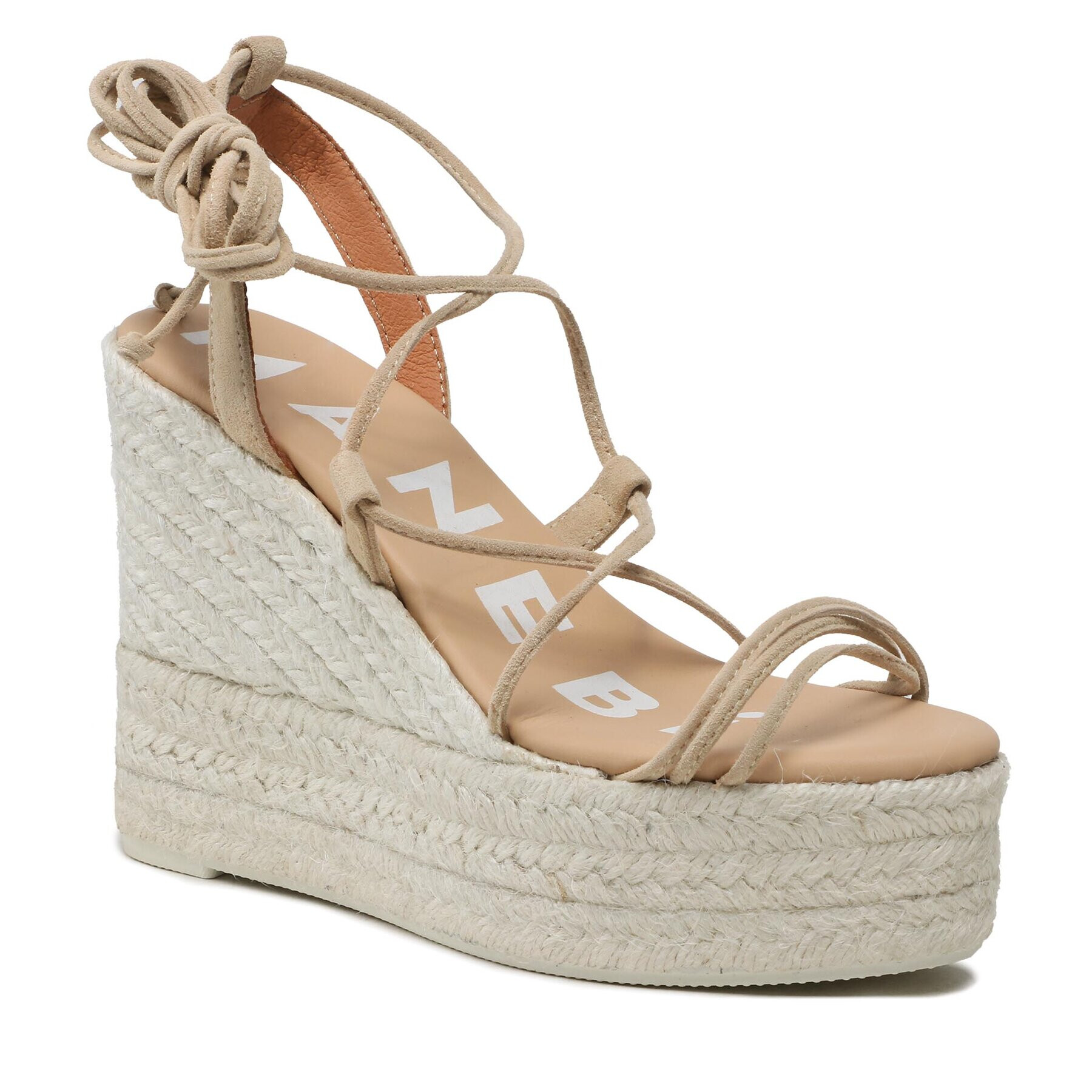 Manebi Еспадрили Soft Suede Lace-Up Wedge Espadrilles M 1.1 WA Бежов - Pepit.bg