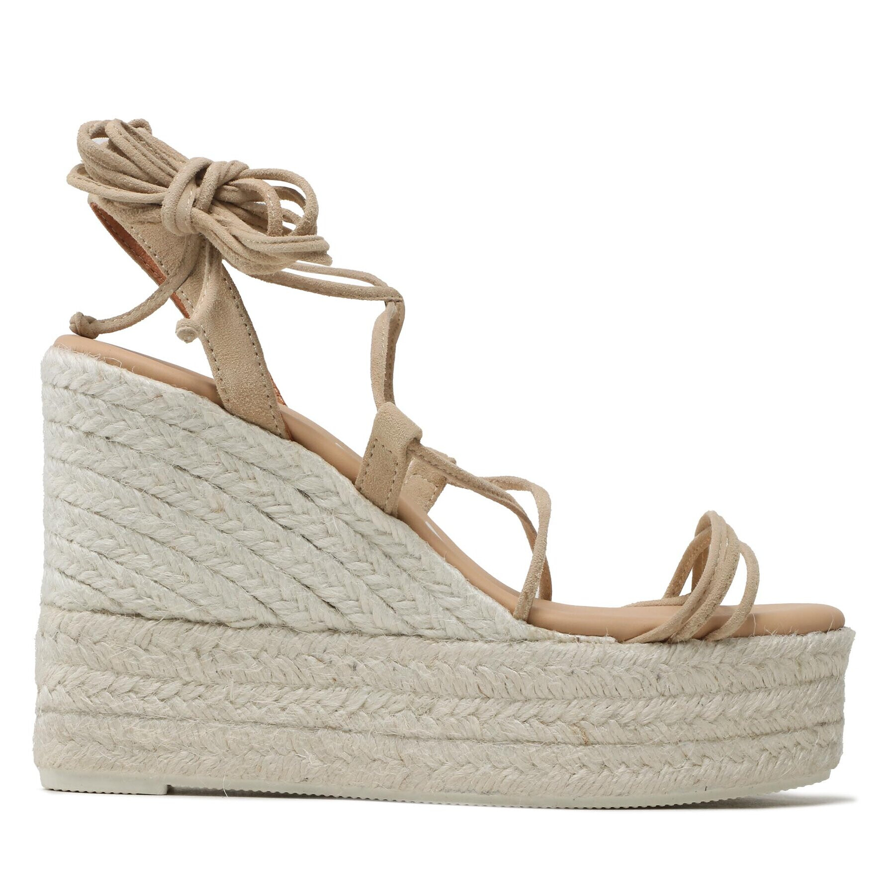 Manebi Еспадрили Soft Suede Lace-Up Wedge Espadrilles M 1.1 WA Бежов - Pepit.bg