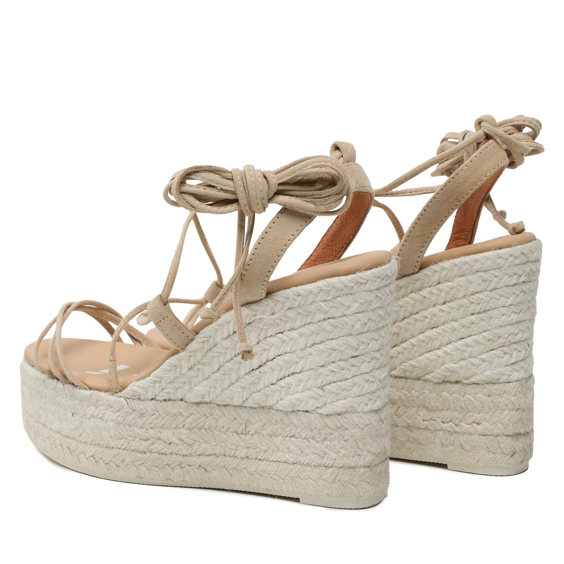 Manebi Еспадрили Soft Suede Lace-Up Wedge Espadrilles M 1.1 WA Бежов - Pepit.bg