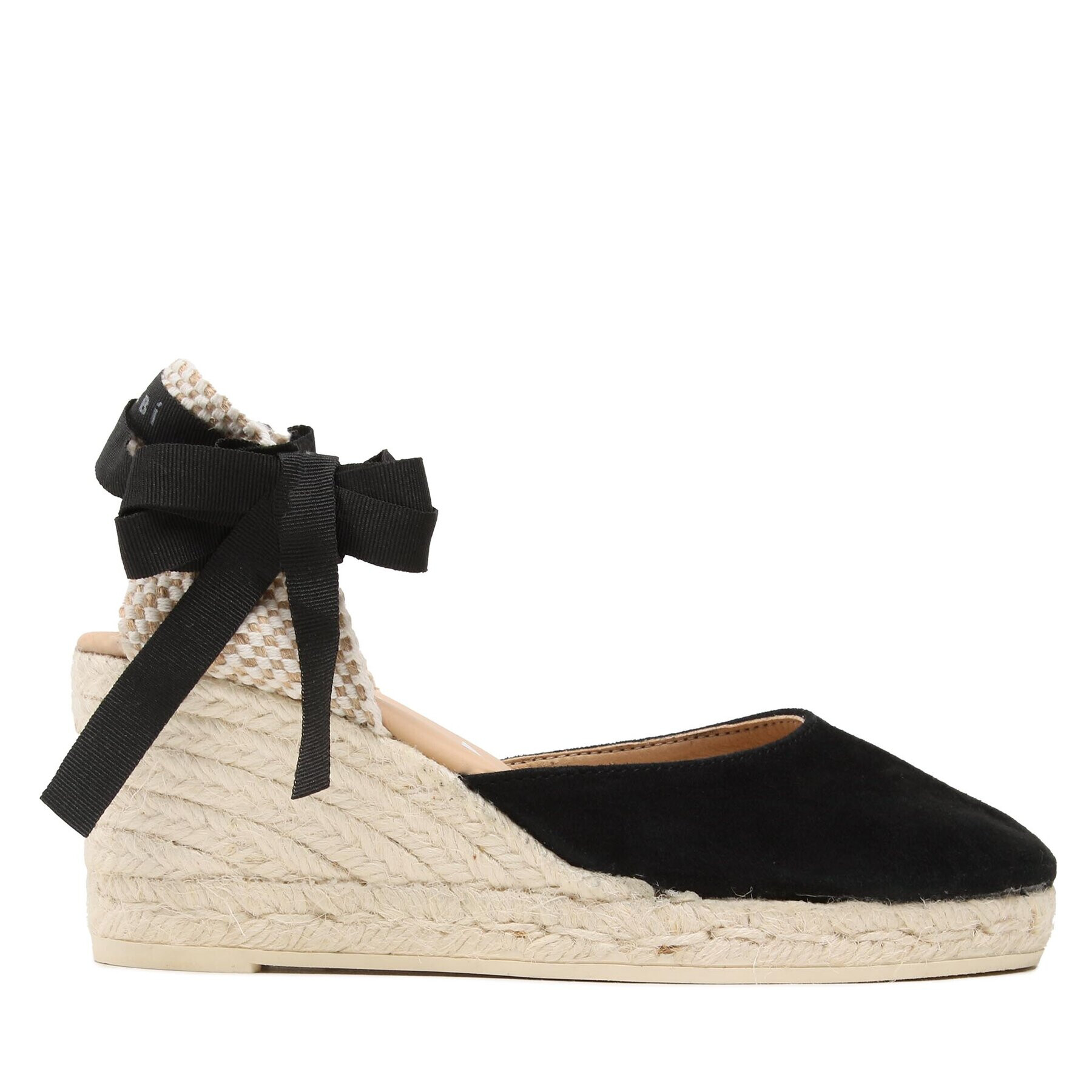 Manebi Еспадрили Soft Suede Low Wedge Espadrilles K 1.0 WL Черен - Pepit.bg