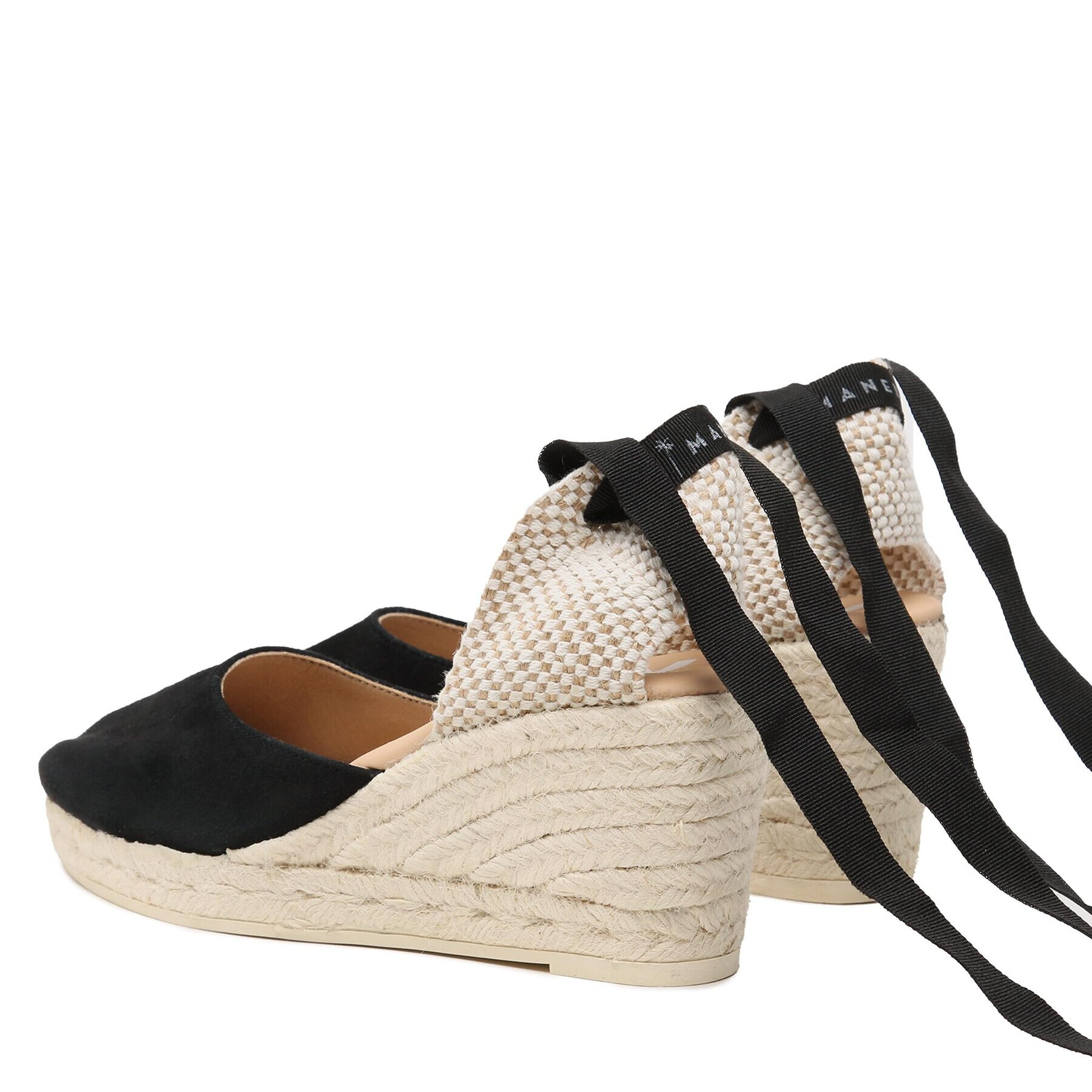 Manebi Еспадрили Soft Suede Low Wedge Espadrilles K 1.0 WL Черен - Pepit.bg