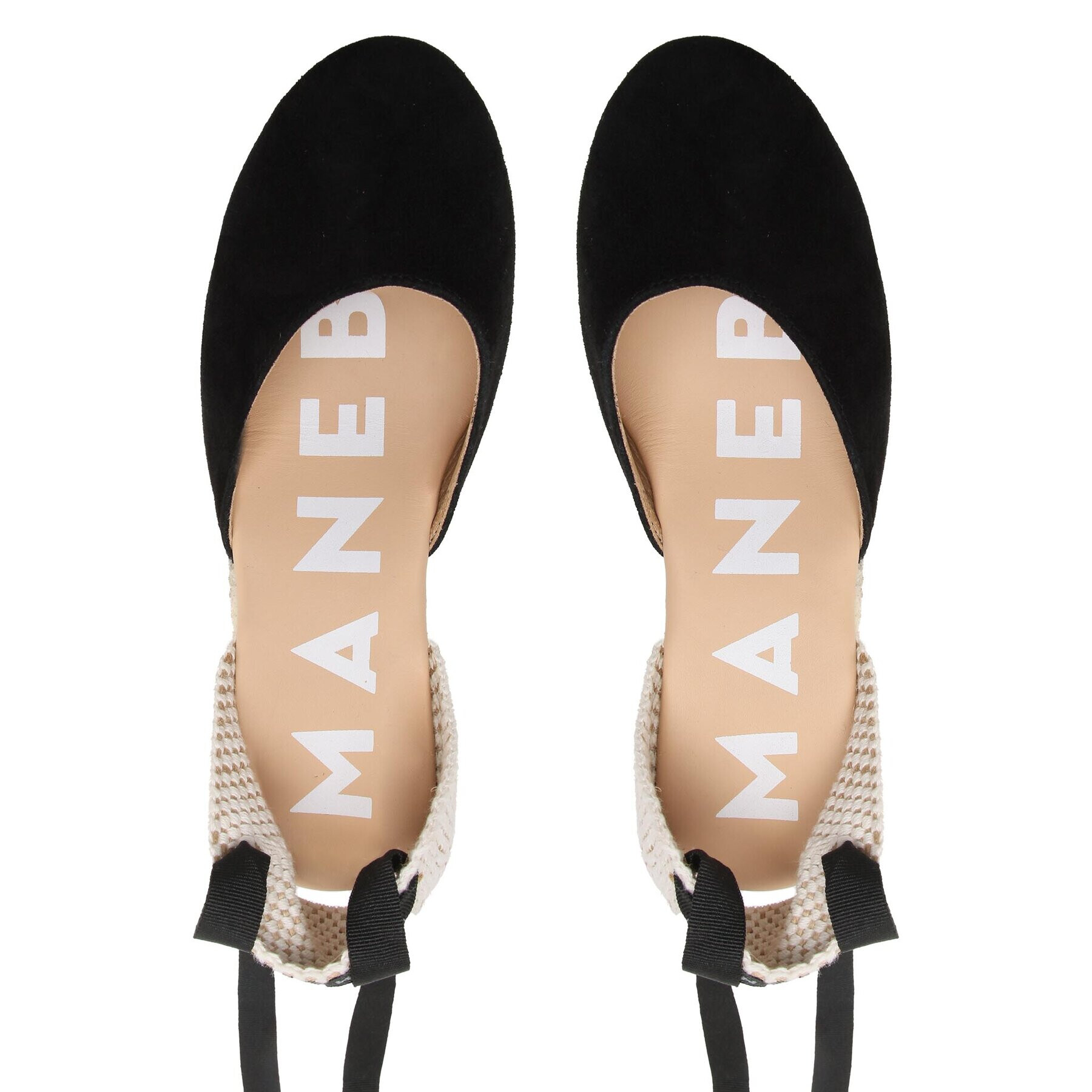 Manebi Еспадрили Soft Suede Low Wedge Espadrilles K 1.0 WL Черен - Pepit.bg